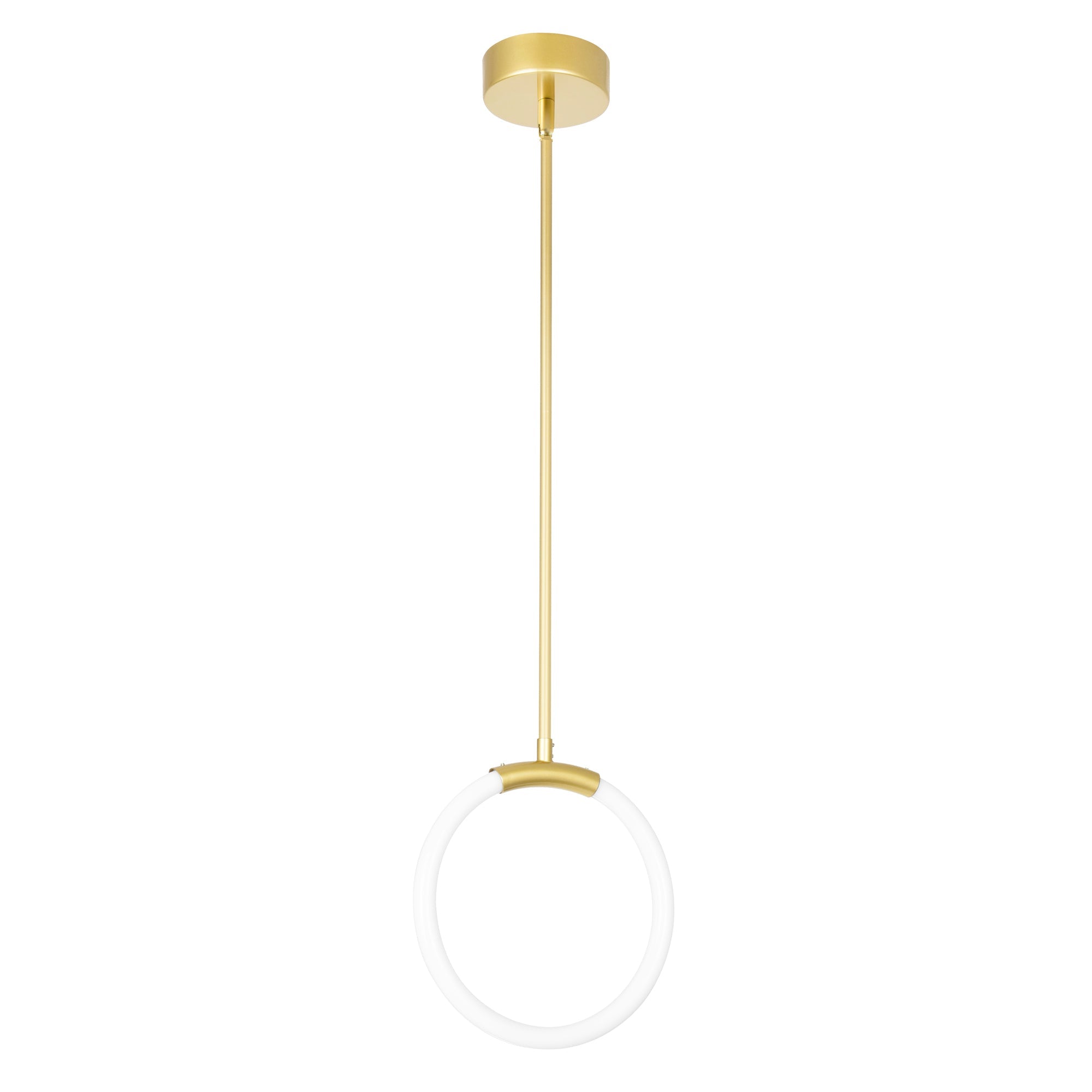 Hoops Integrated LED 10in Satin Gold Mini Pendant - CWI Lighting