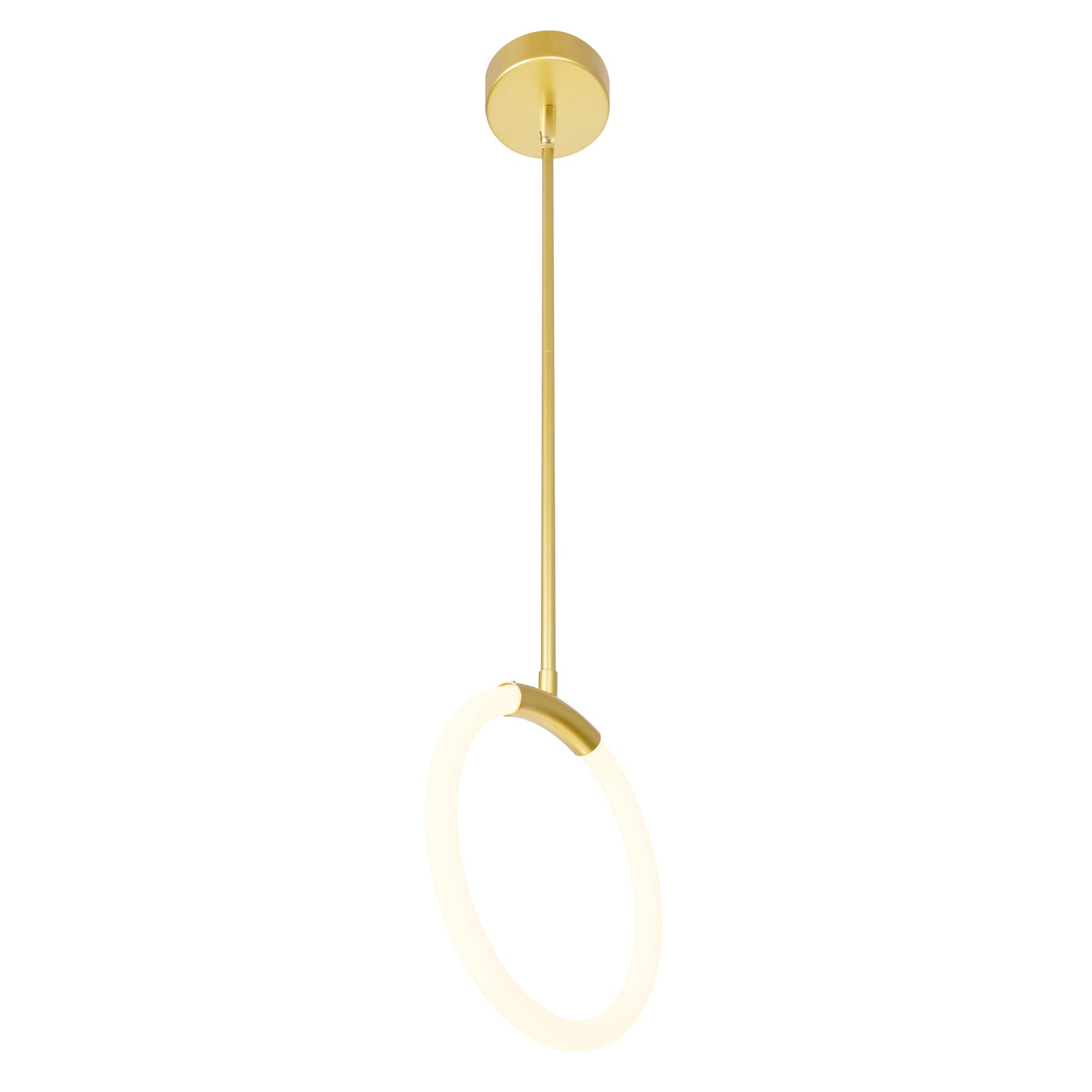 Hoops Integrated LED 10in Satin Gold Mini Pendant - CWI Lighting
