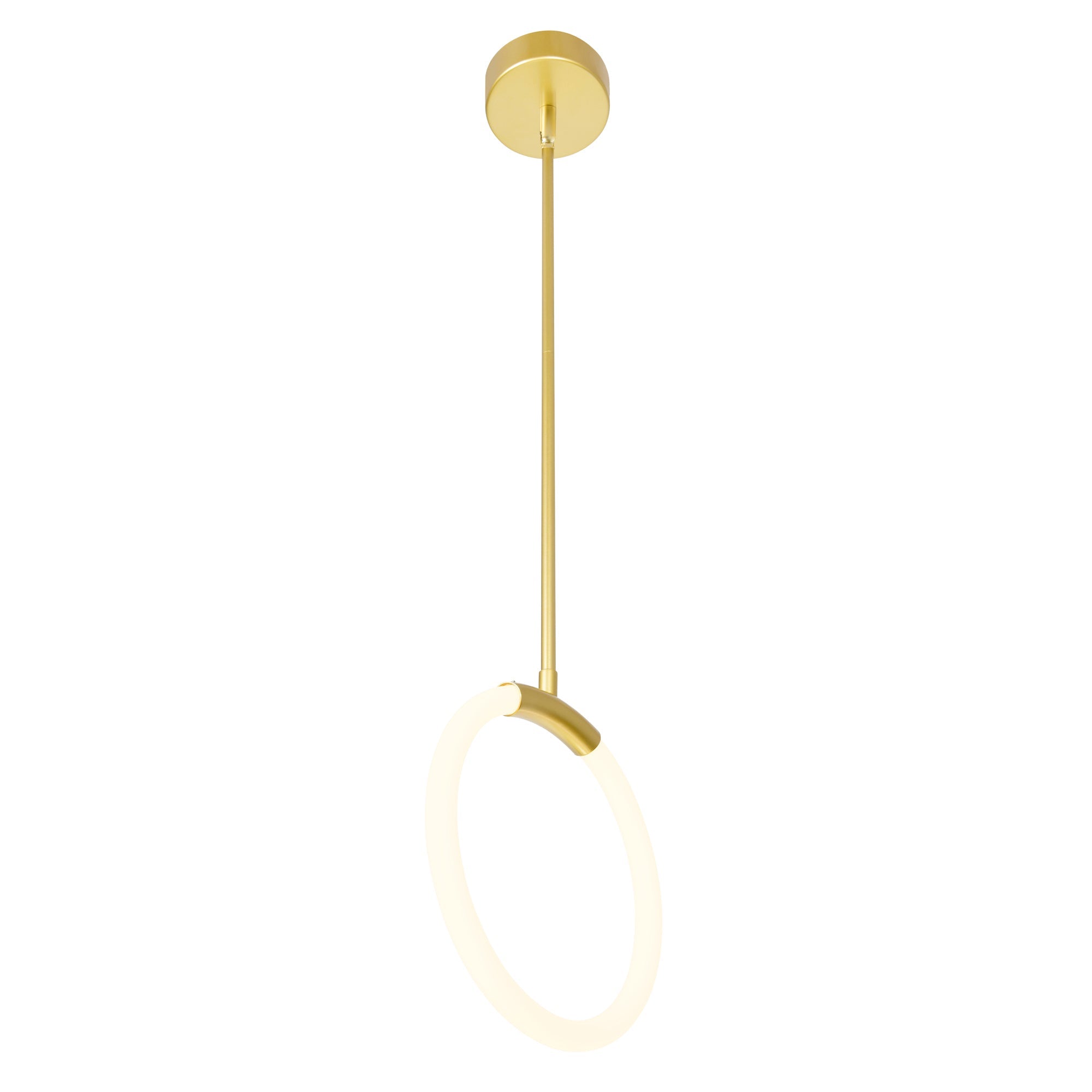 Hoops Integrated LED 10in Satin Gold Mini Pendant - CWI Lighting