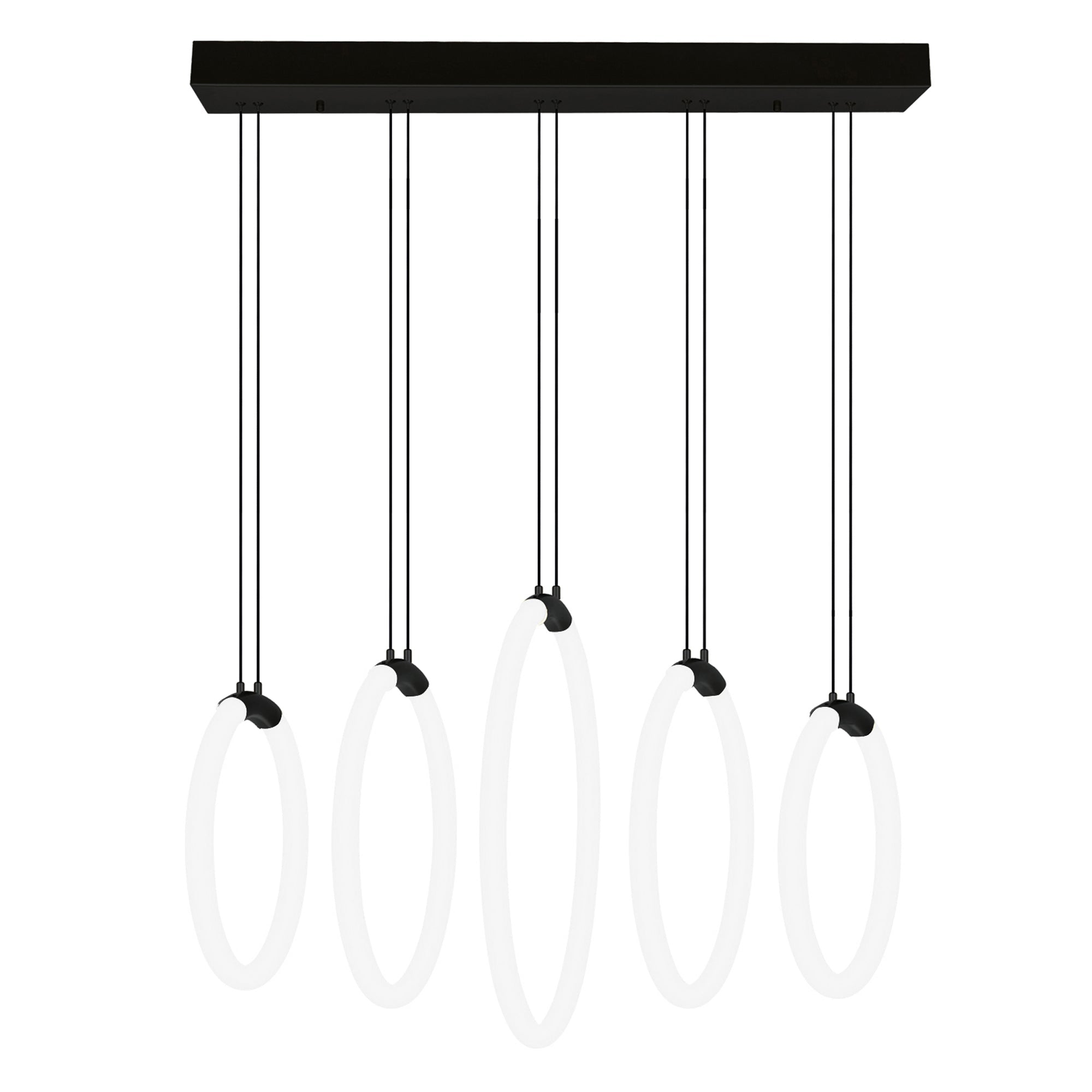 Hoops Integrated LED 23in 5 Ring Black Chandelier - CWI Lighting
