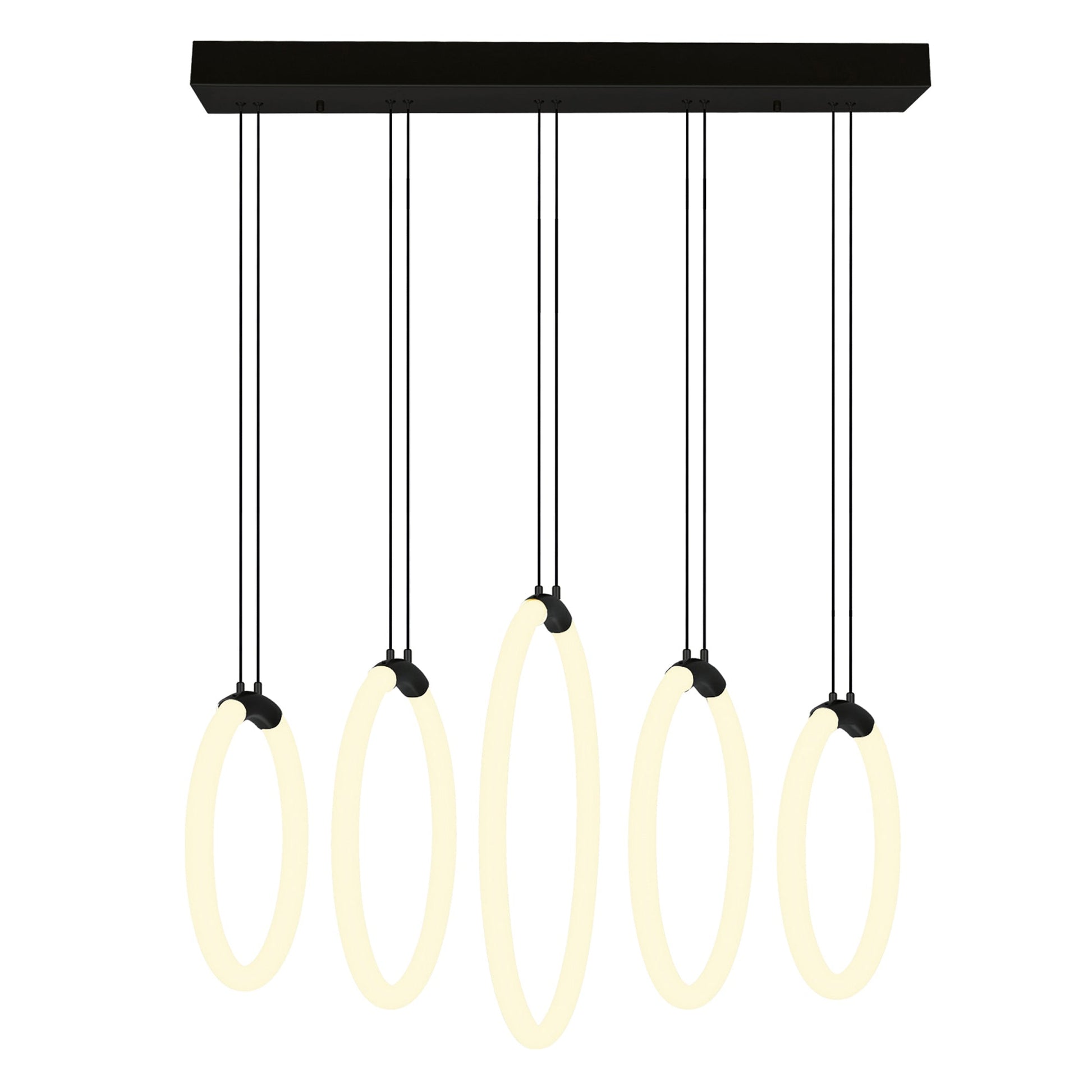 Hoops Integrated LED 23in 5 Ring Black Chandelier - CWI Lighting