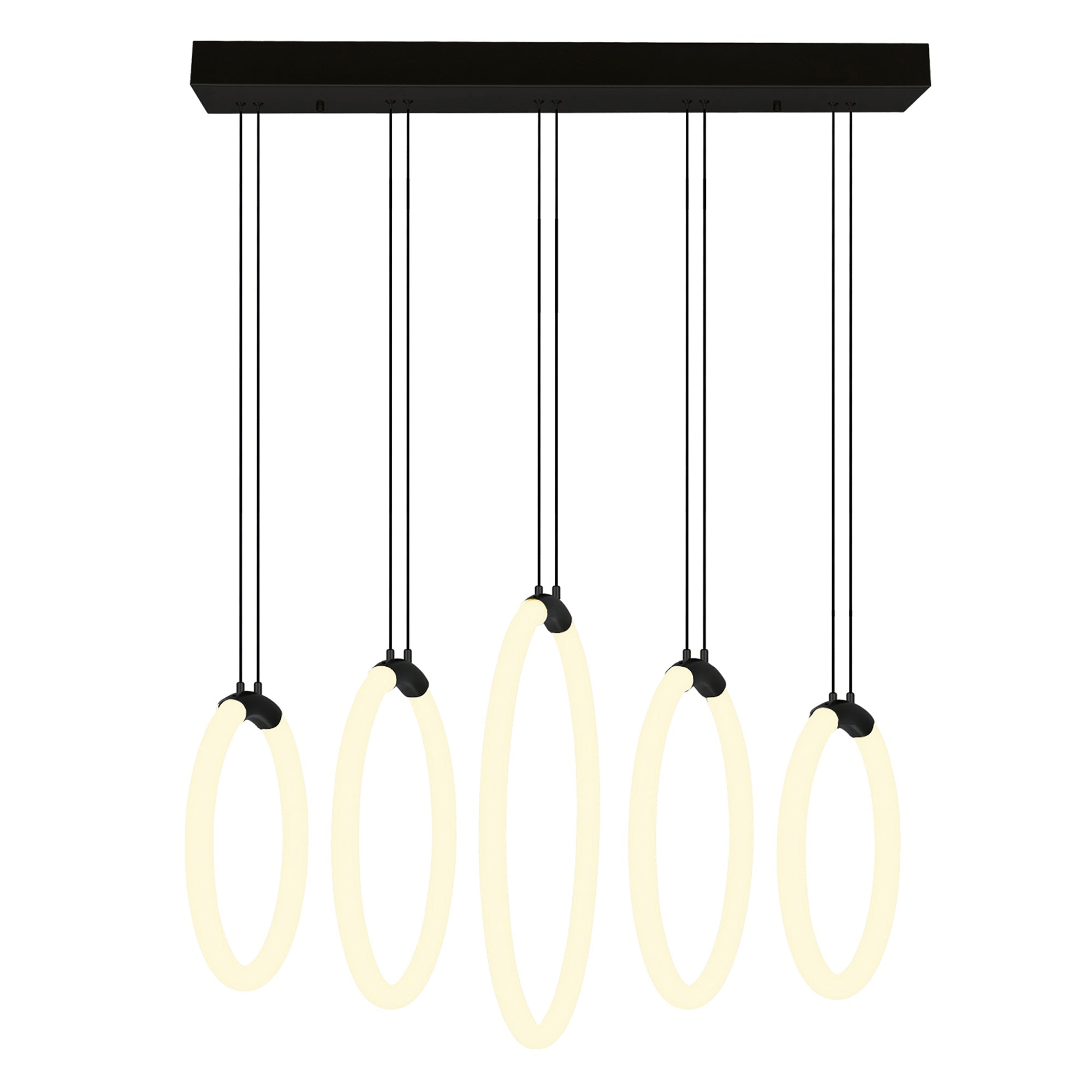 Hoops Integrated LED 23in 5 Ring Black Chandelier - CWI Lighting