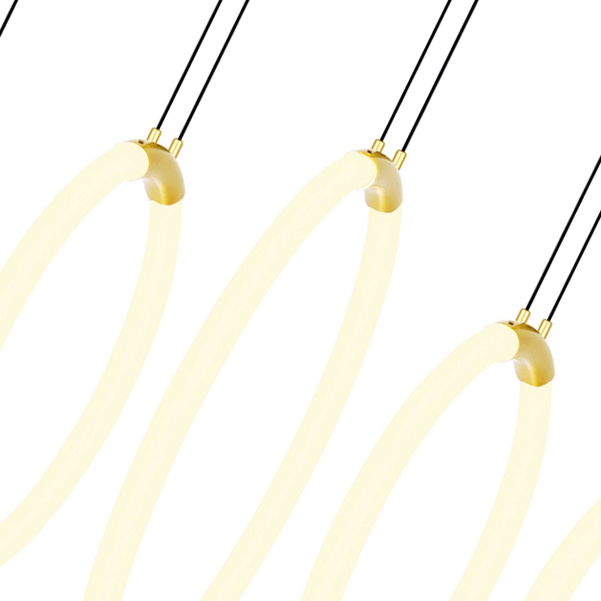 Hoops Integrated LED 23in 5 Ring Satin Gold Chandelier - CWI Lighting