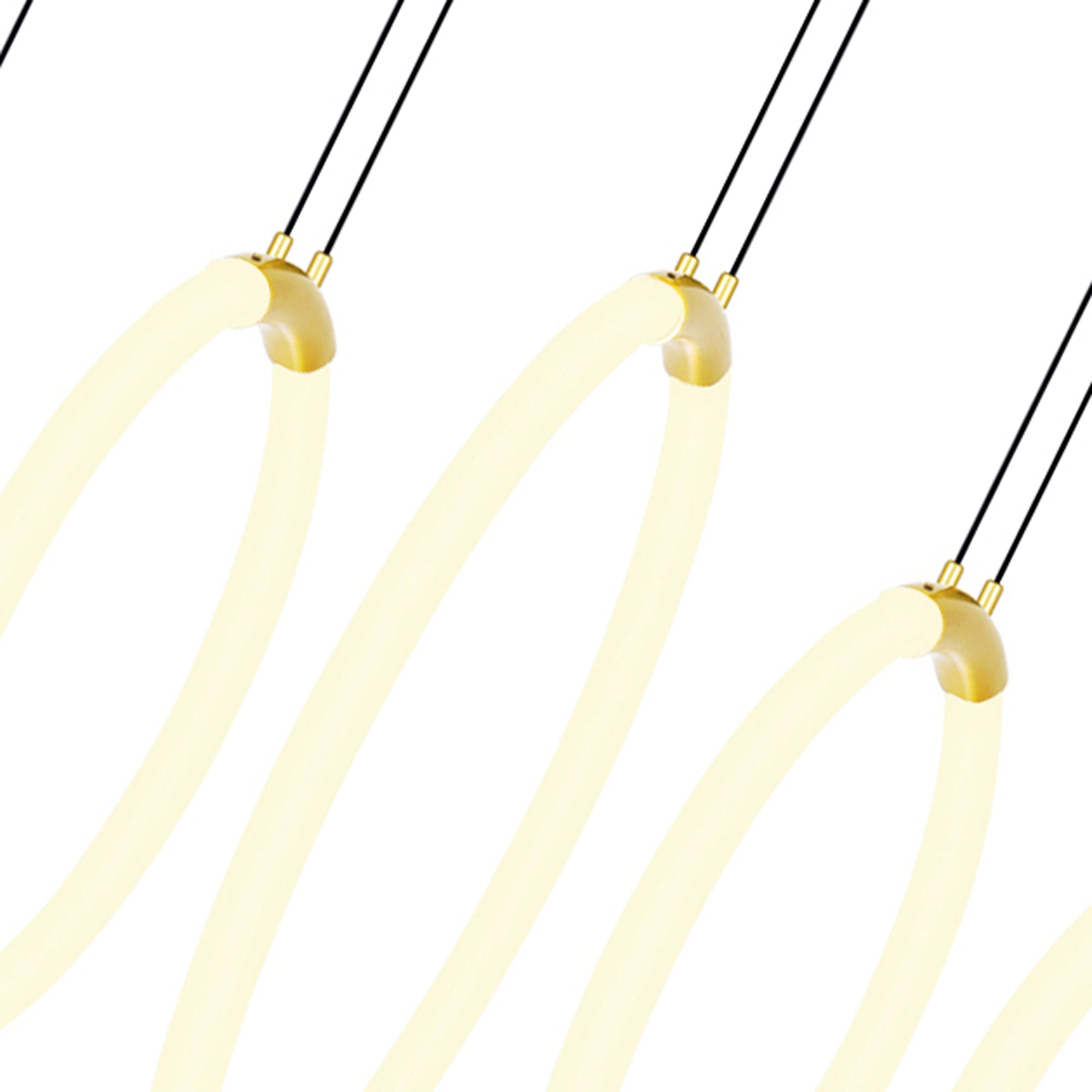 Hoops Integrated LED 23in 5 Ring Satin Gold Chandelier - CWI Lighting