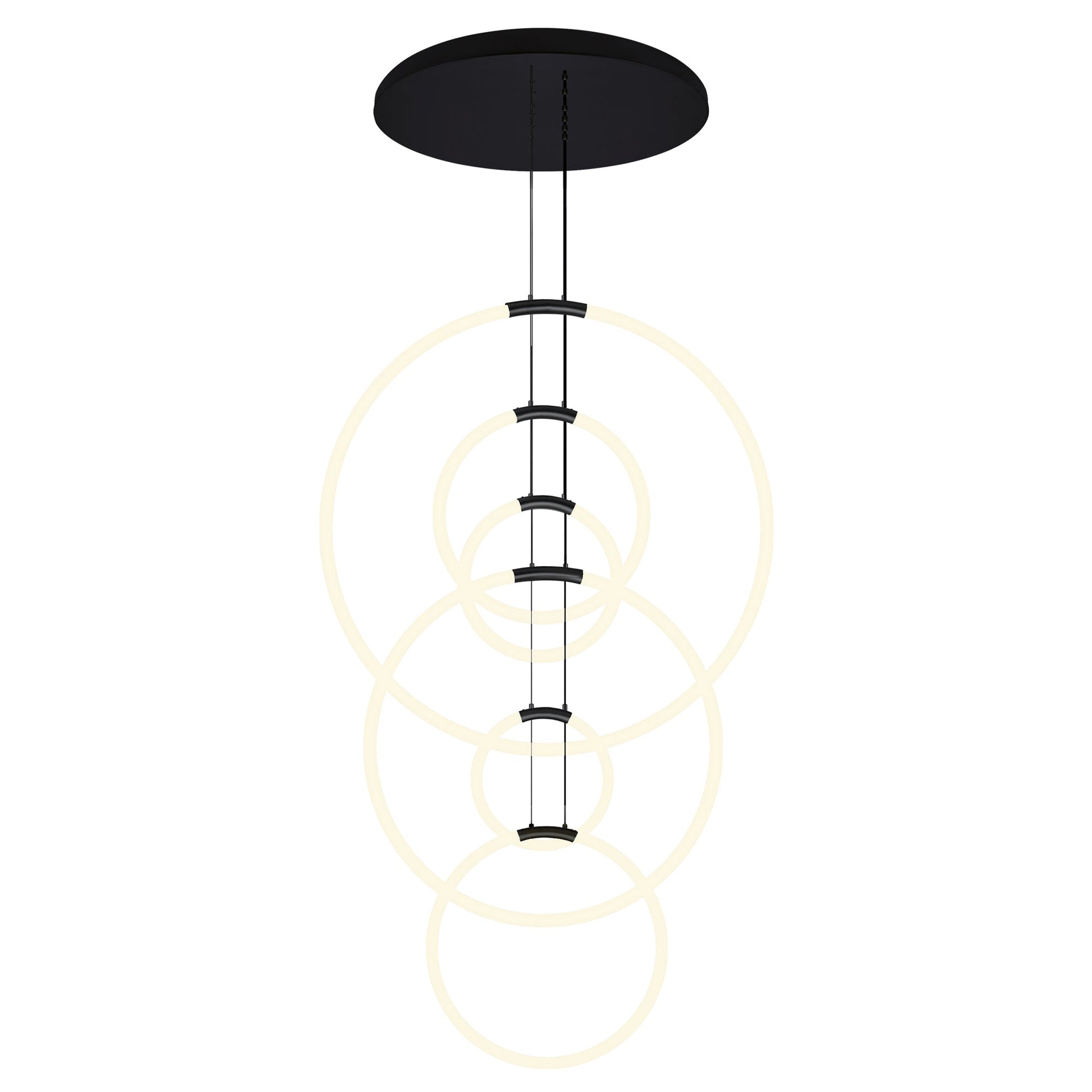Hoops Integrated LED 35in 6 Ring Black Chandelier - CWI Lighting