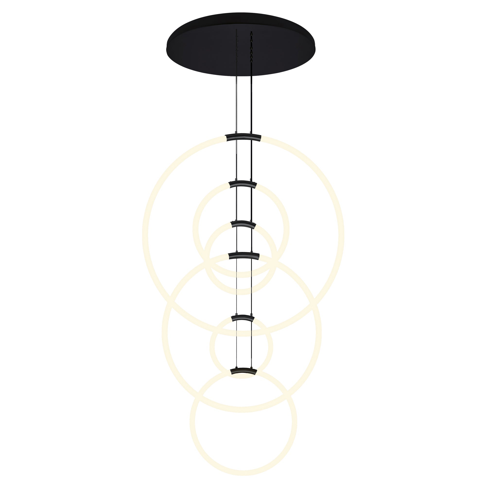Hoops Integrated LED 35in 6 Ring Black Chandelier - CWI Lighting