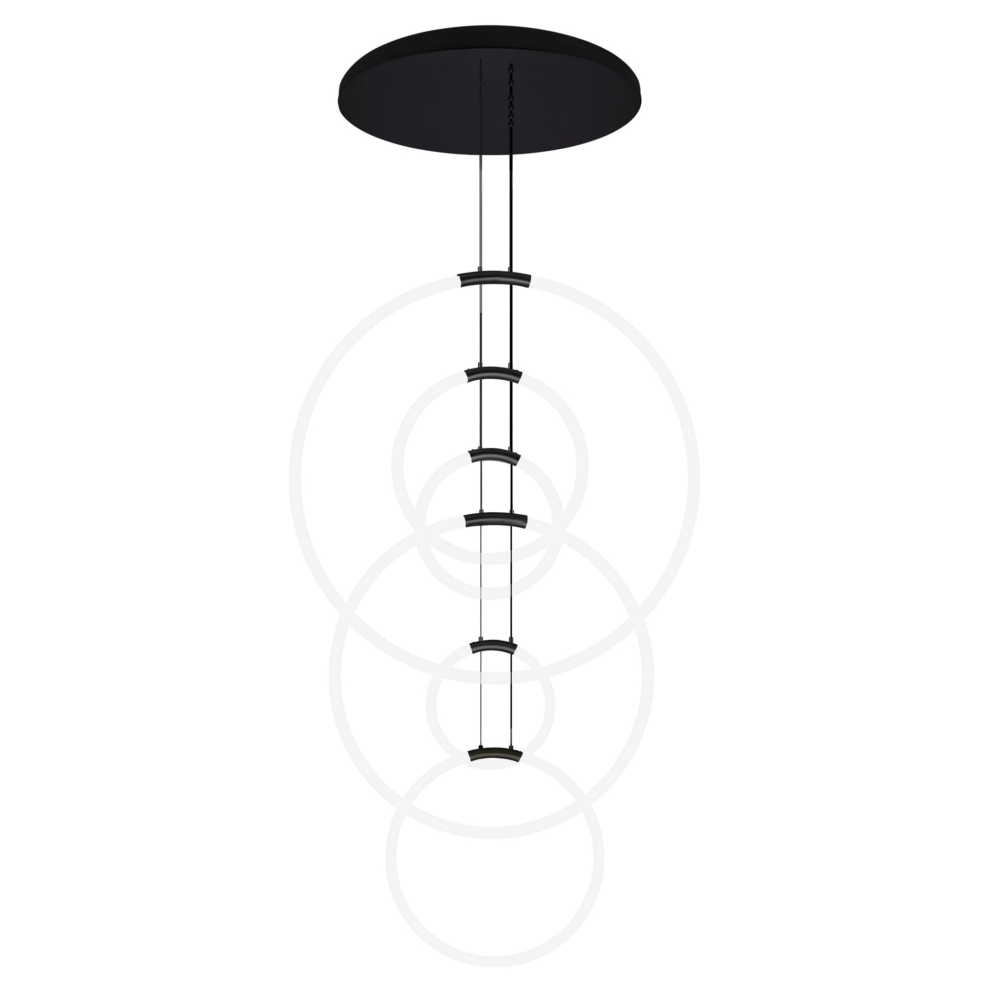Hoops Integrated LED 35in 6 Ring Black Chandelier - CWI Lighting