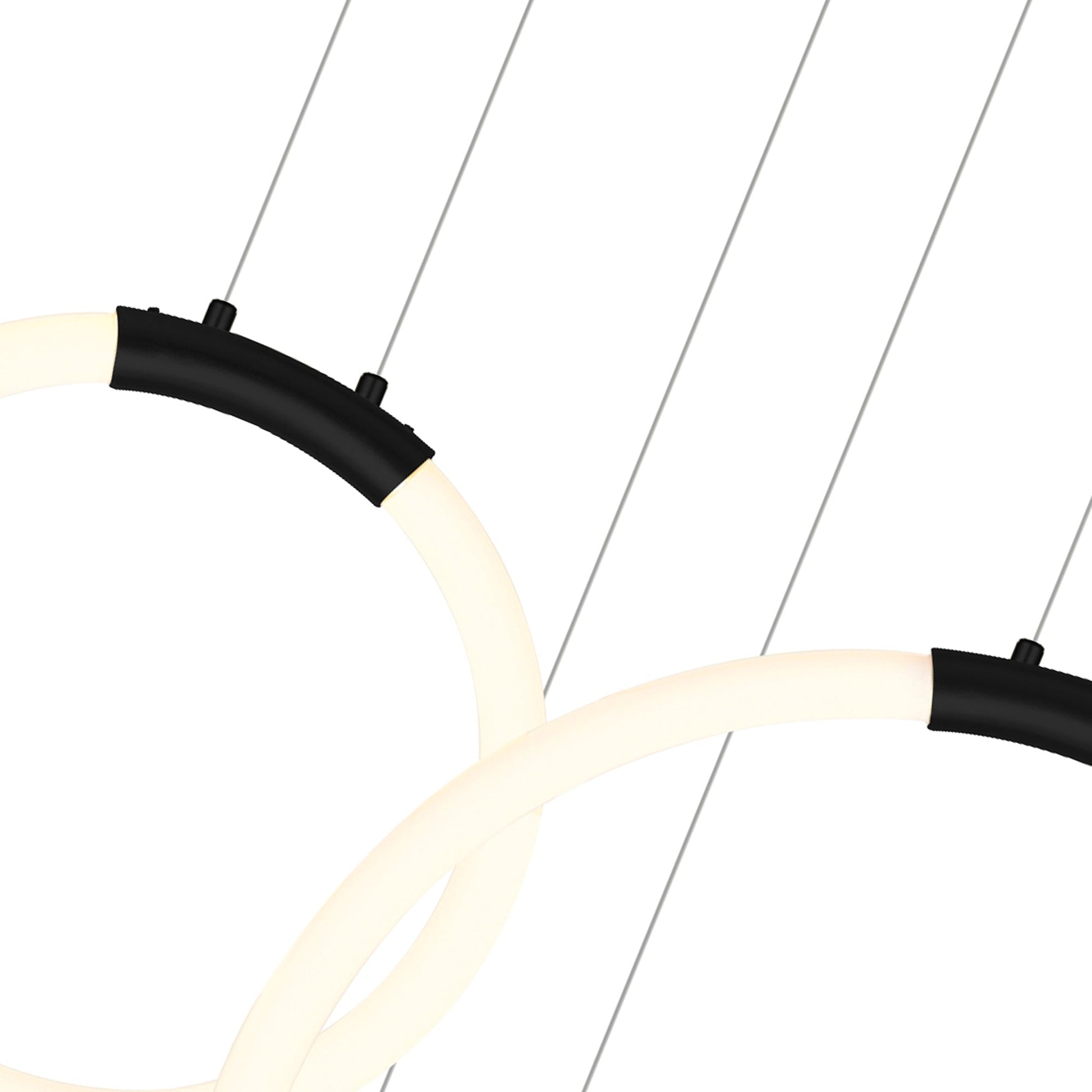 Hoops Integrated LED 35in 6 Ring Black Chandelier - CWI Lighting