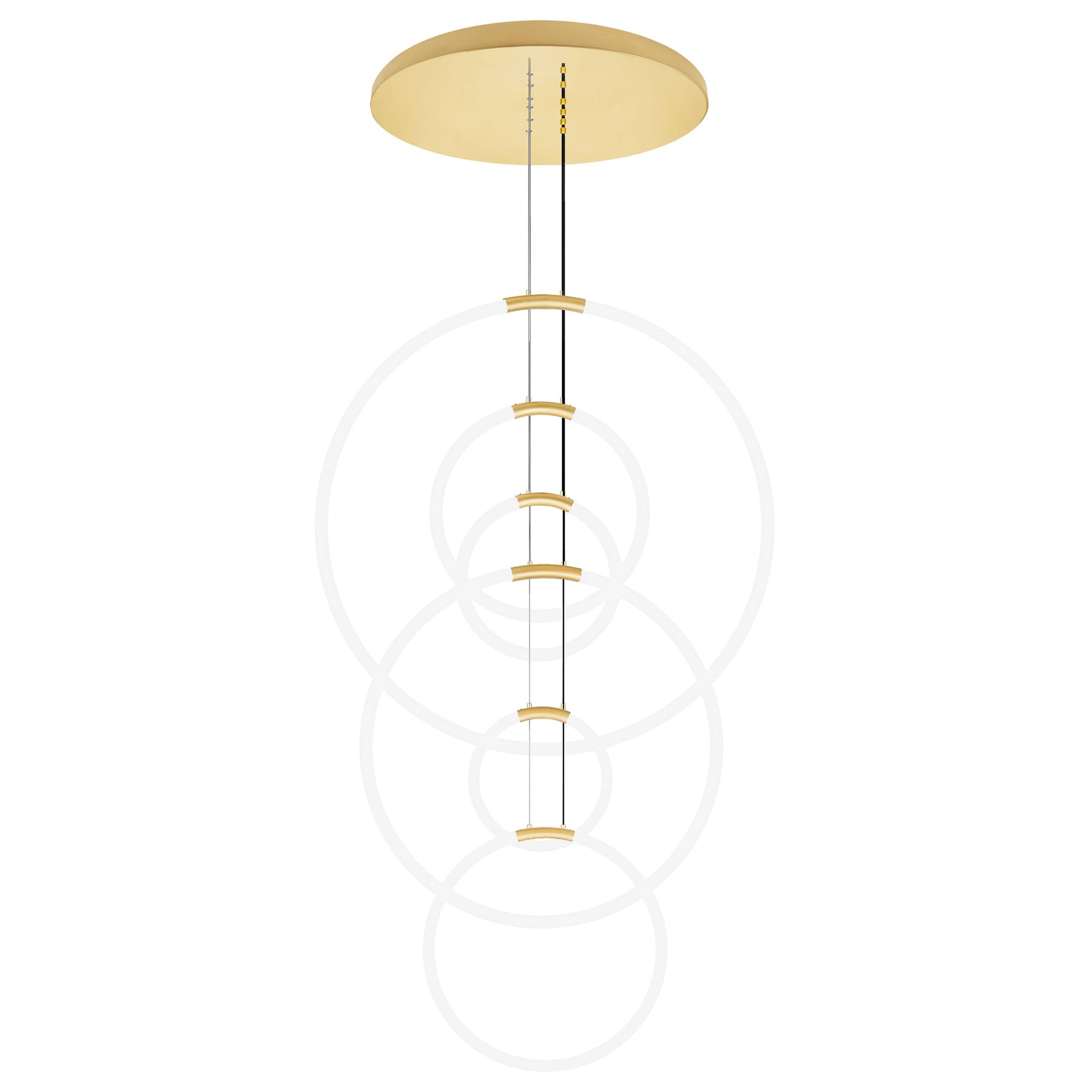 Hoops Integrated LED 35in 6 Ring Satin Gold Chandelier - CWI Lighting