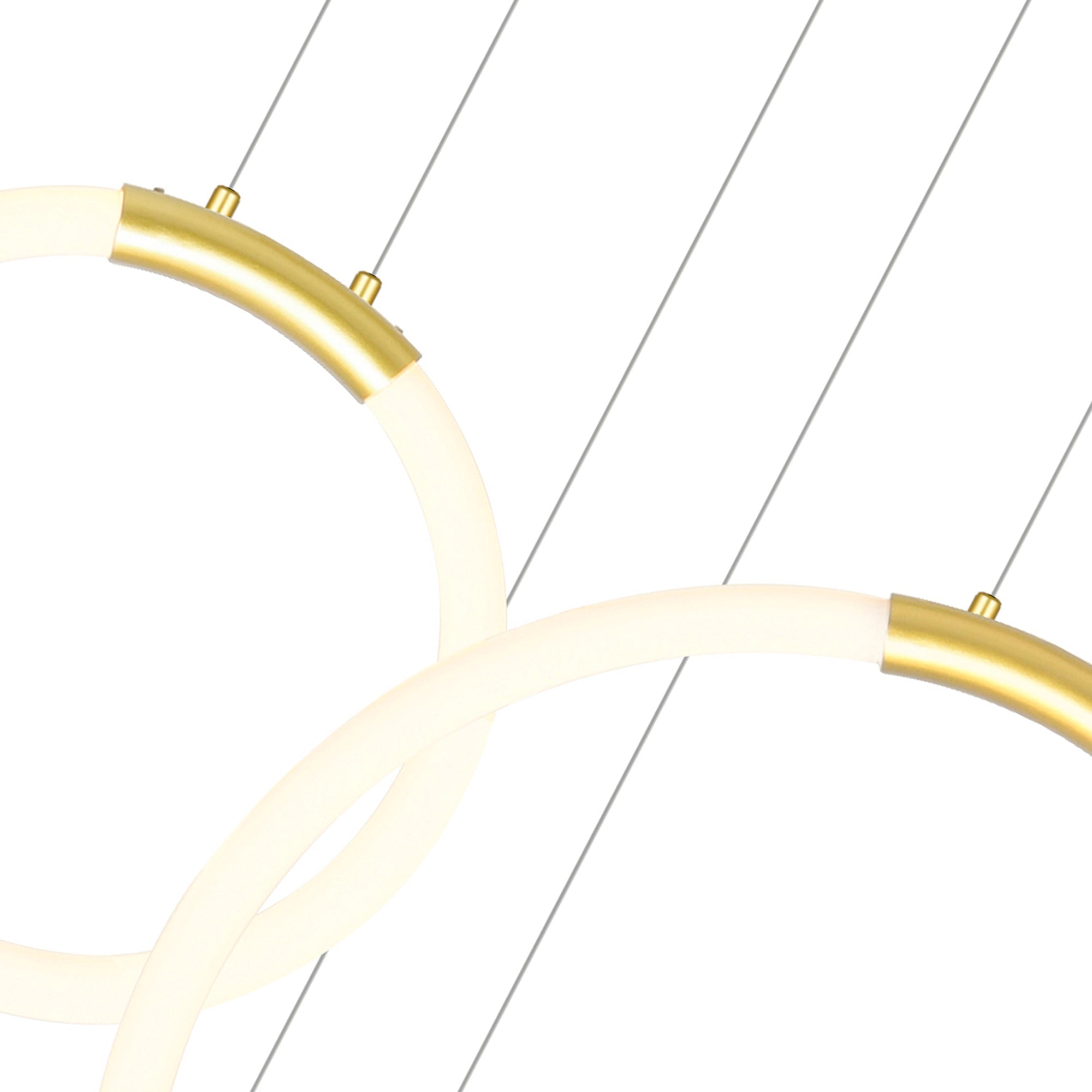Hoops Integrated LED 35in 6 Ring Satin Gold Chandelier - CWI Lighting