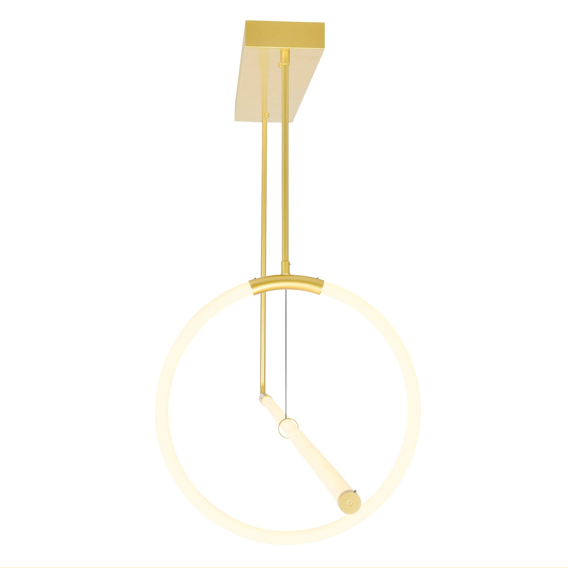 Hoops Integrated LED Geometric Satin Gold Chandelier - CWI Lighting