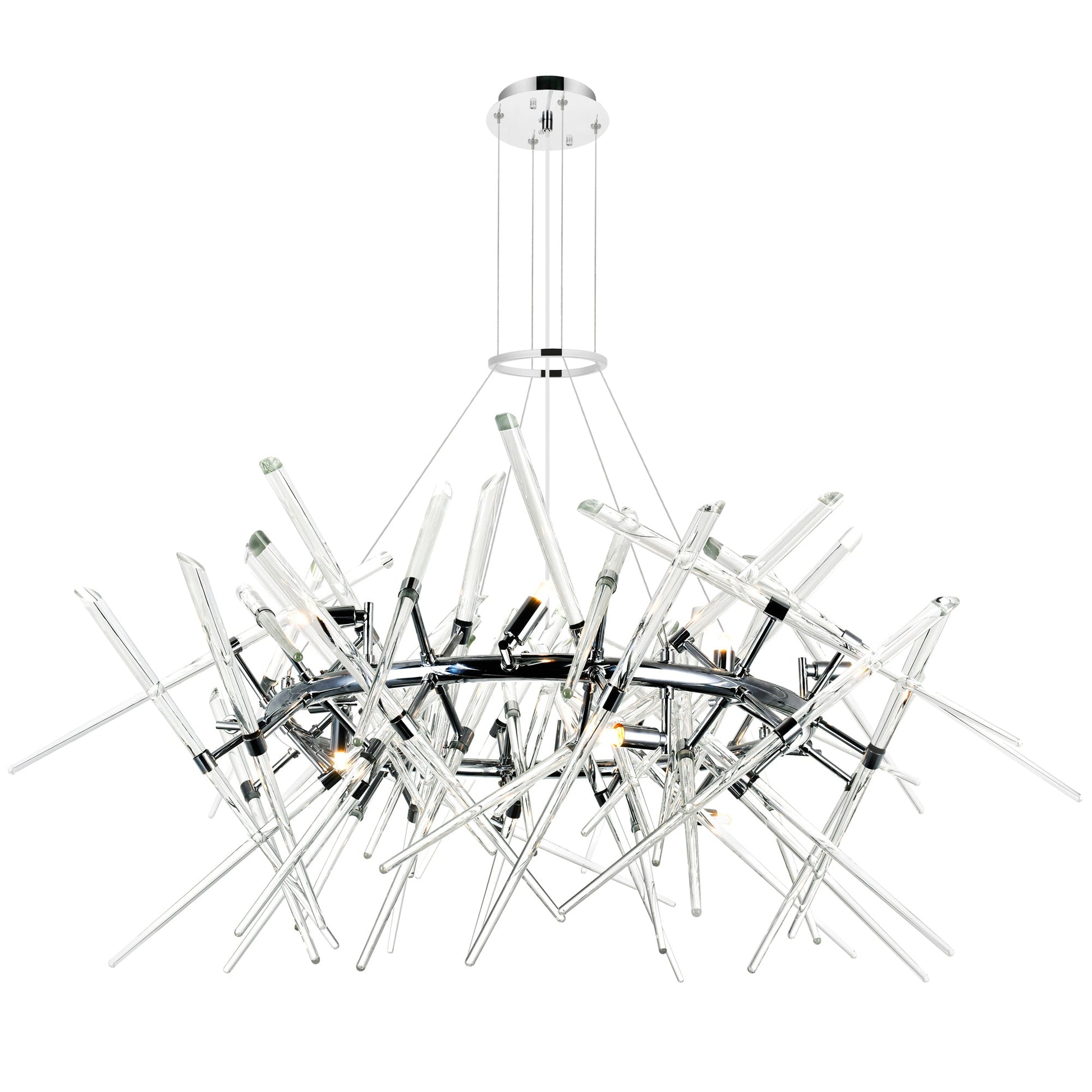 Icicle 12 Light 42in Chrome Chandelier - CWI Lighting