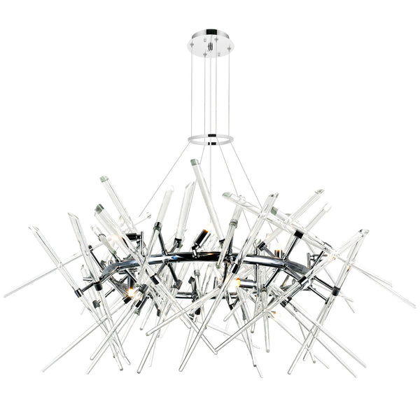 Icicle 12 Light 42in Chrome Chandelier - CWI Lighting