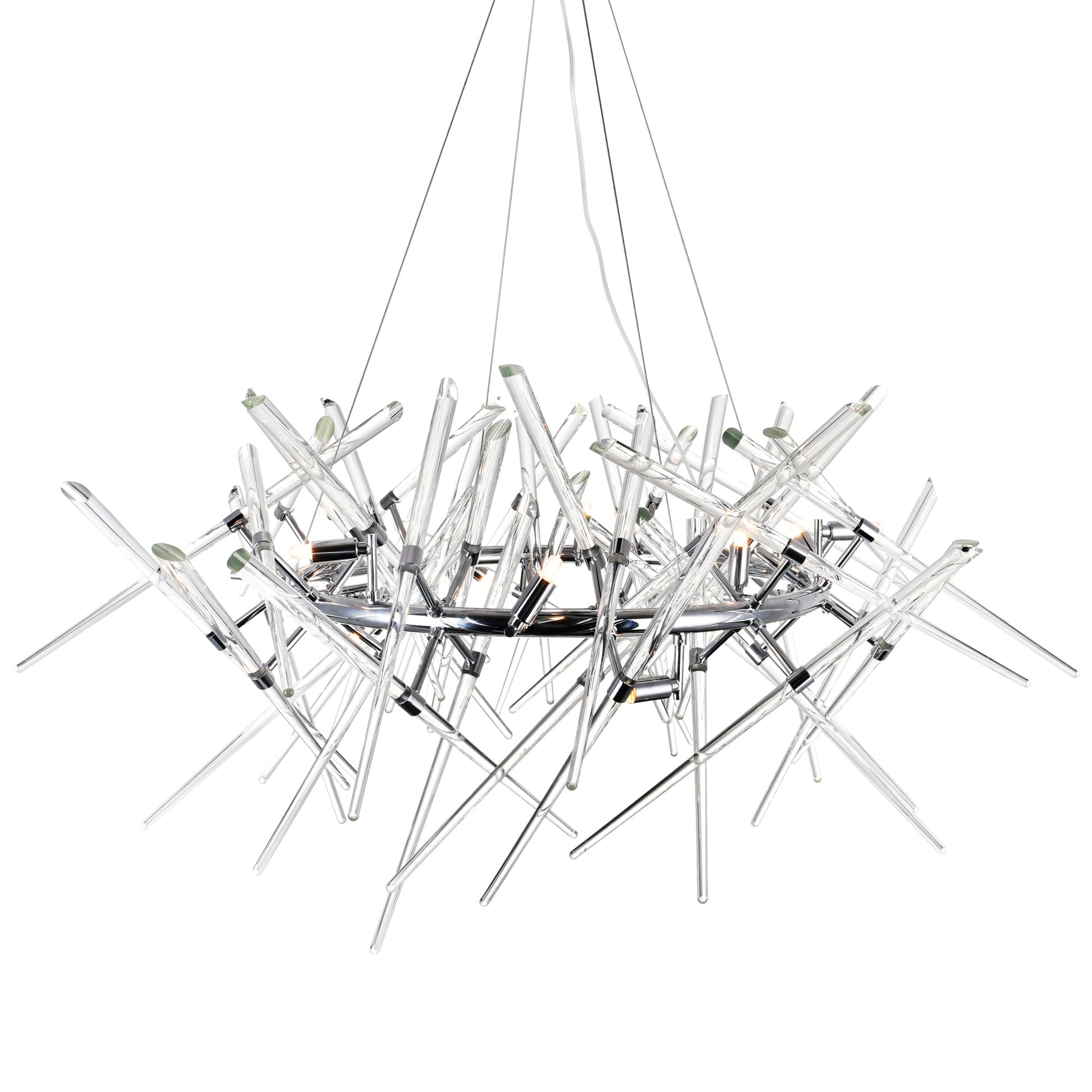 Icicle 12 Light 42in Chrome Chandelier - CWI Lighting