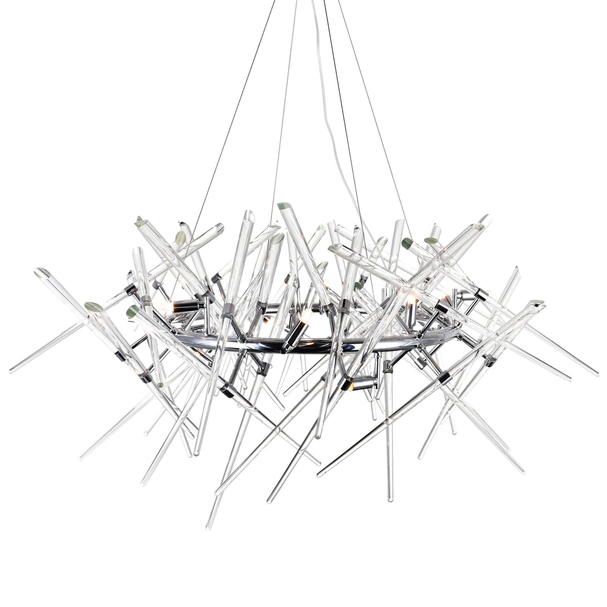 Icicle 12 Light 42in Chrome Chandelier - CWI Lighting