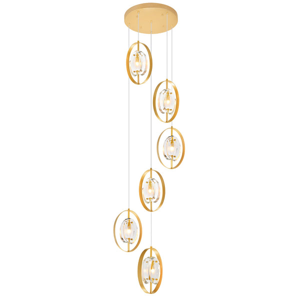 Iris 6 Light Pendant With Sun Gold Finish - CWI Lighting