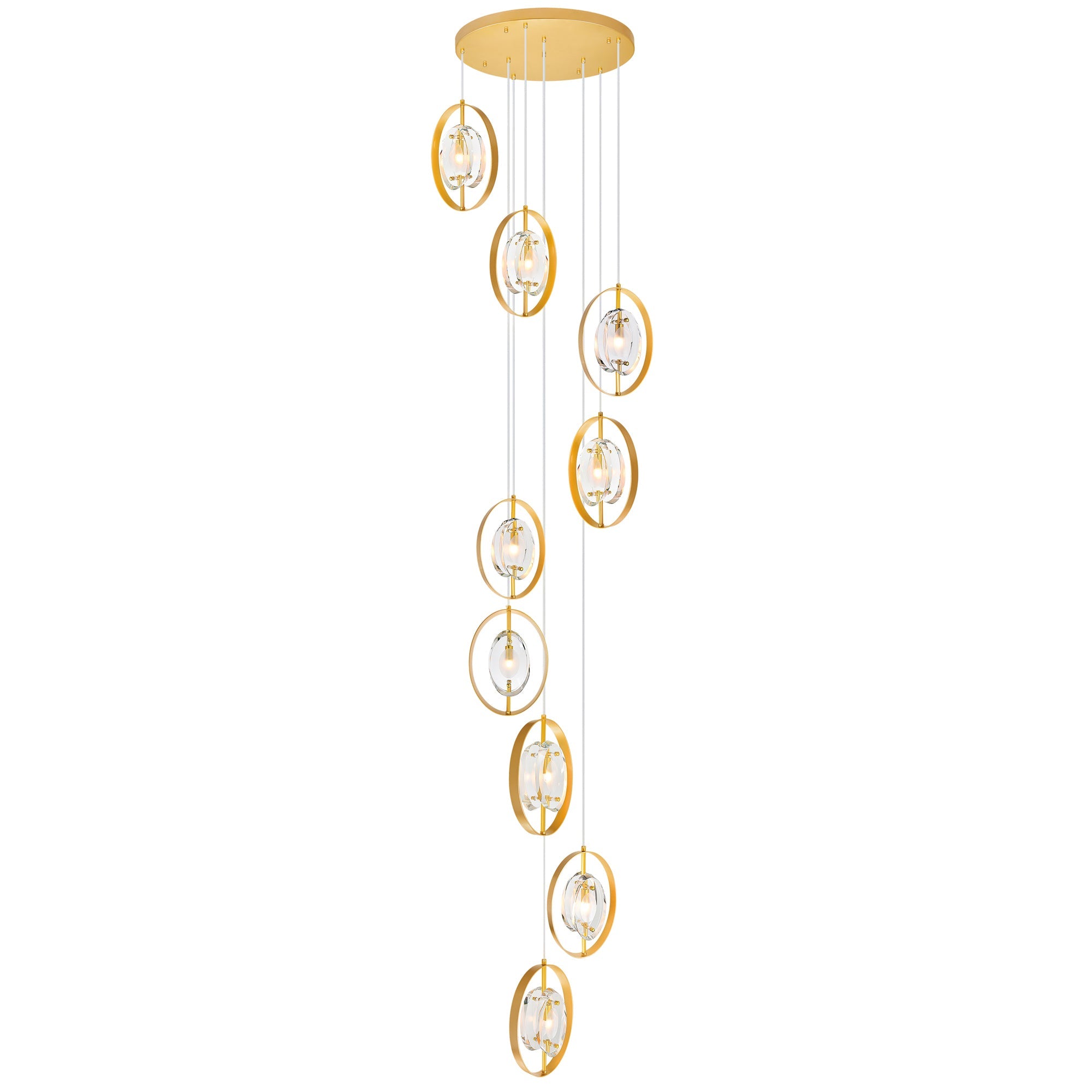 Iris 9 Light Pendant With Sun Gold Finish - CWI Lighting