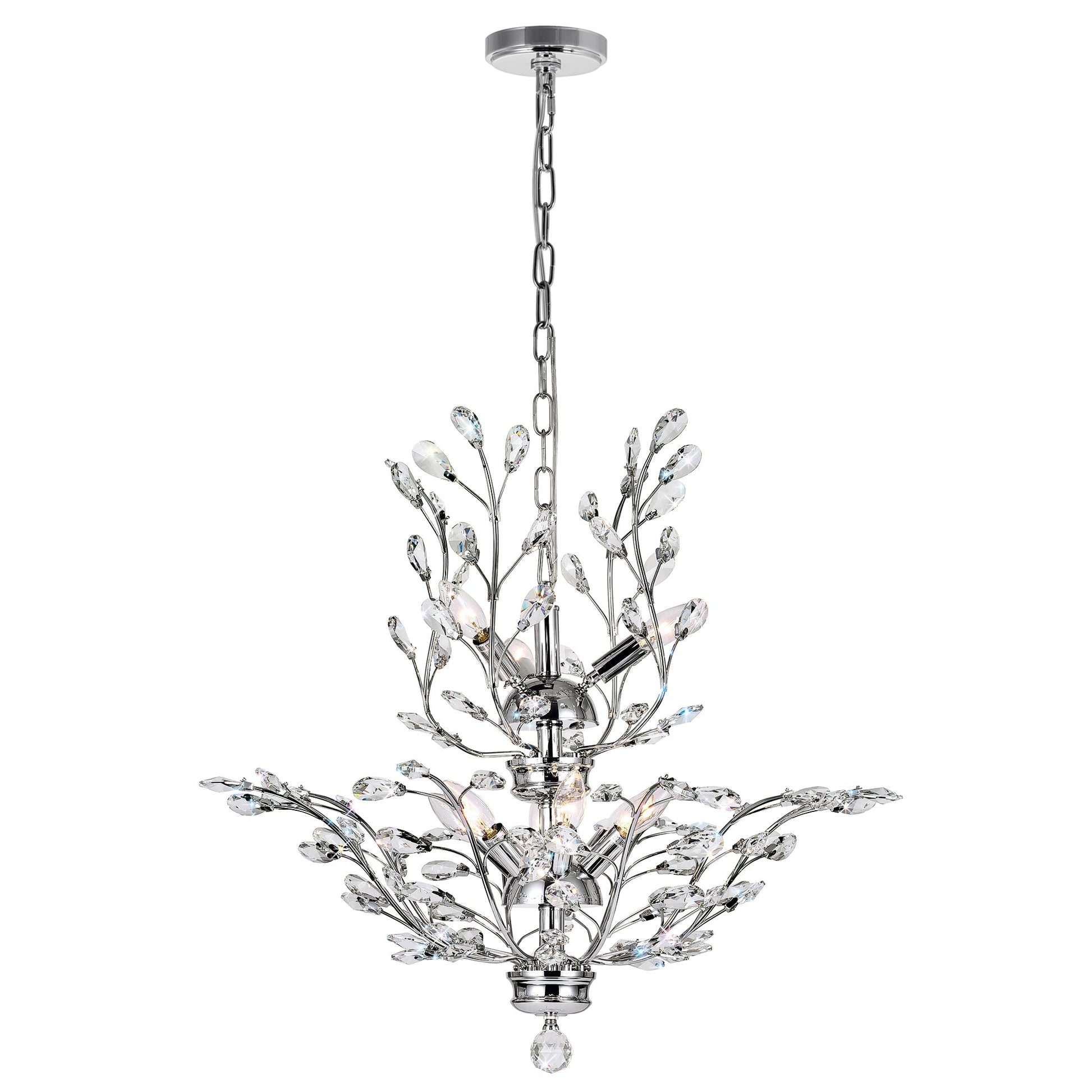 Ivy 9 Light 28in Chrome Chandelier - CWI Lighting