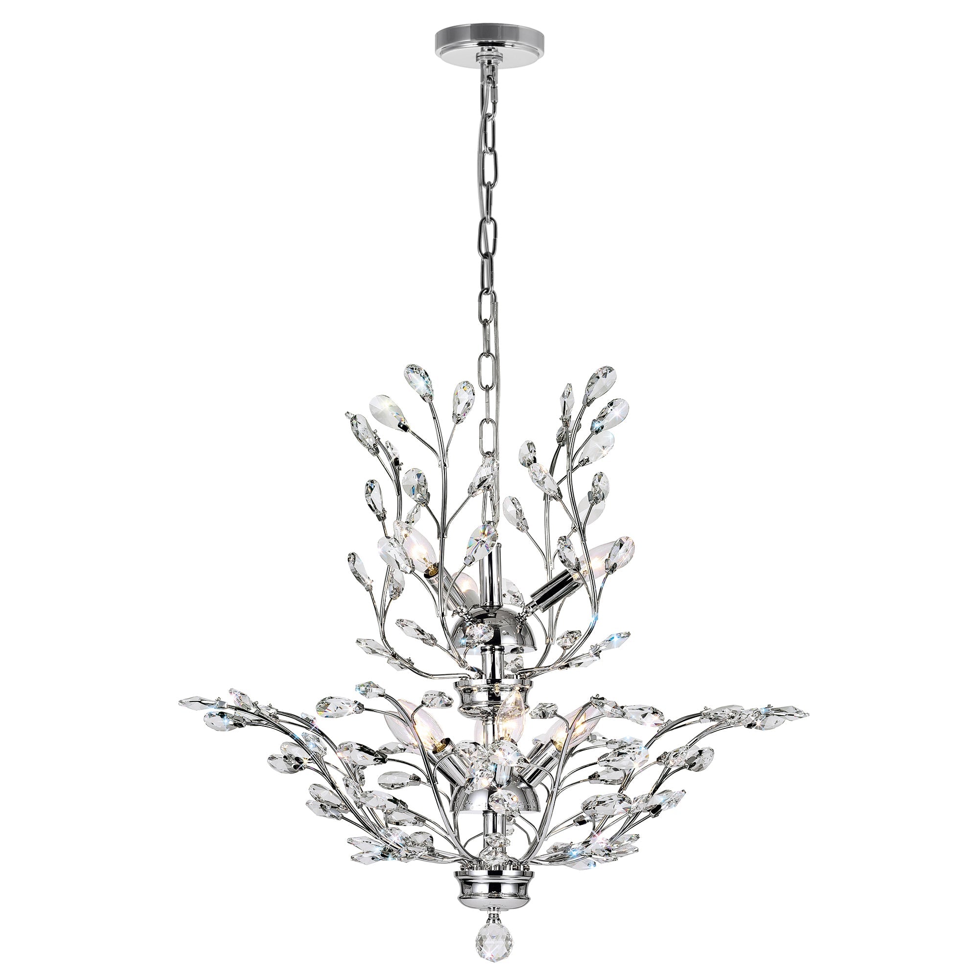 Ivy 9 Light 28in Chrome Chandelier - CWI Lighting