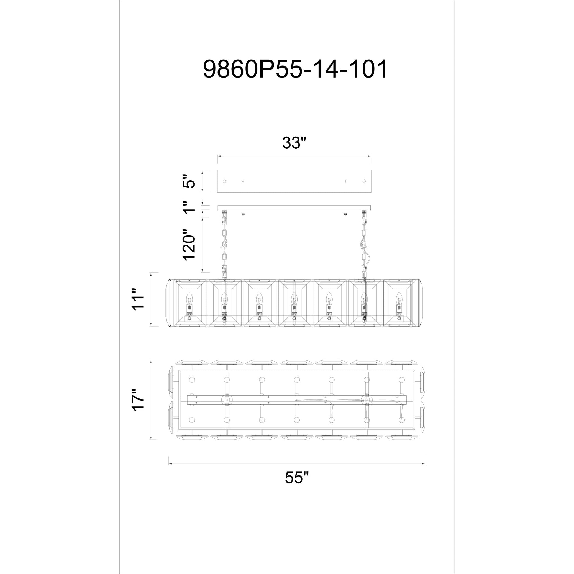 Jacquet 14 Light Chandelier With Black Finish - CWI Lighting