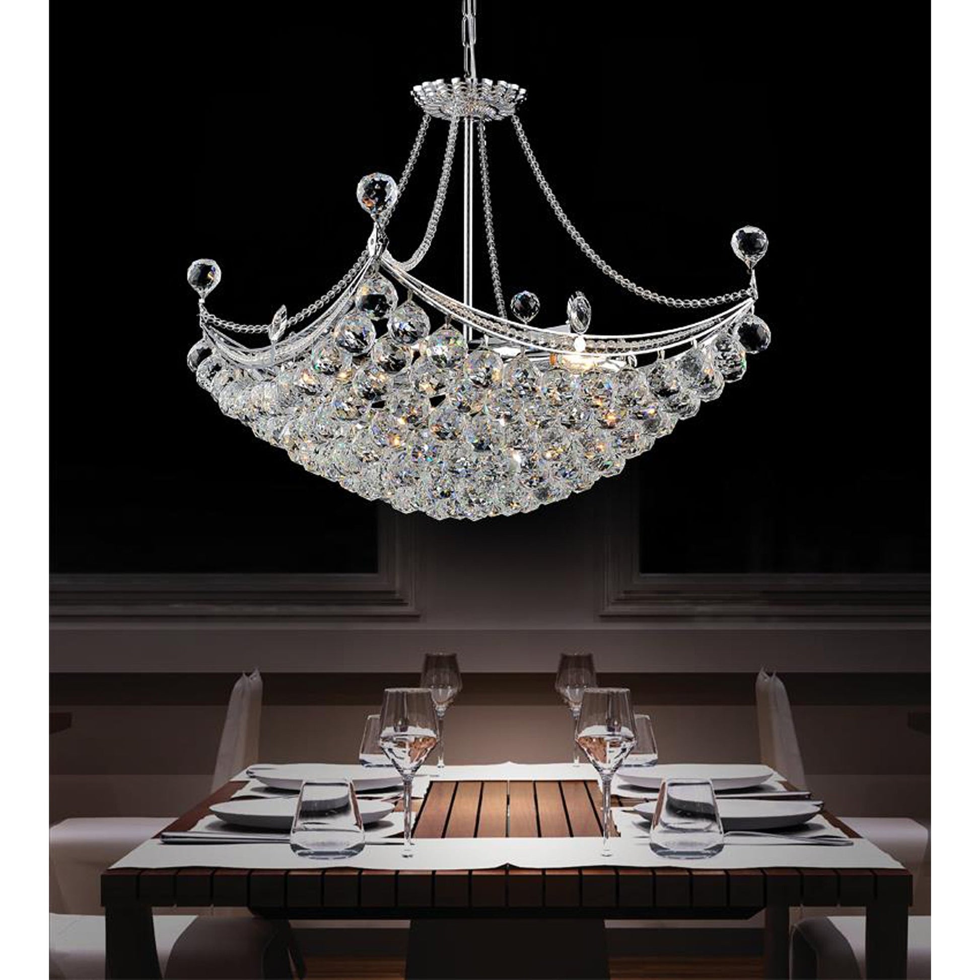 Jasmine 8 Light Down Chandelier With Chrome Finish - CWI Lighting