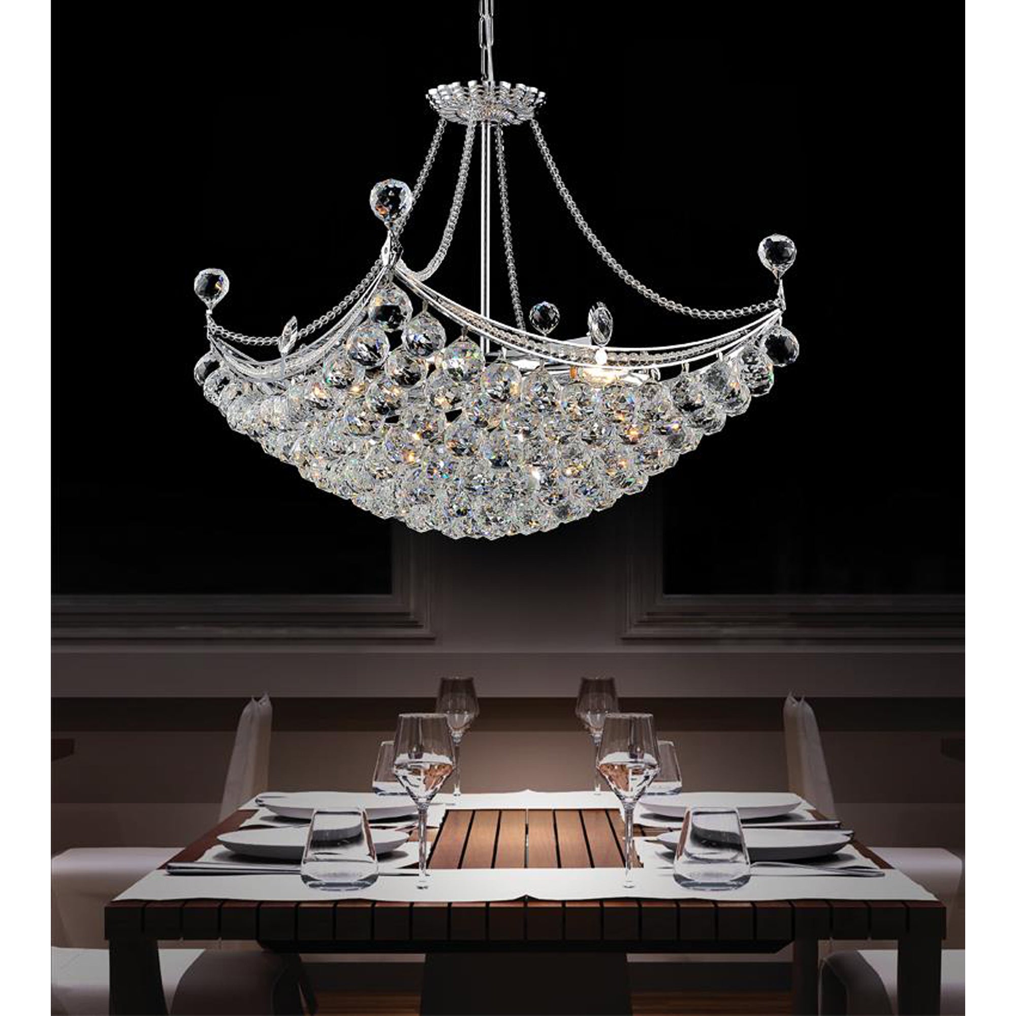 Jasmine 8 Light Down Chandelier With Chrome Finish - CWI Lighting
