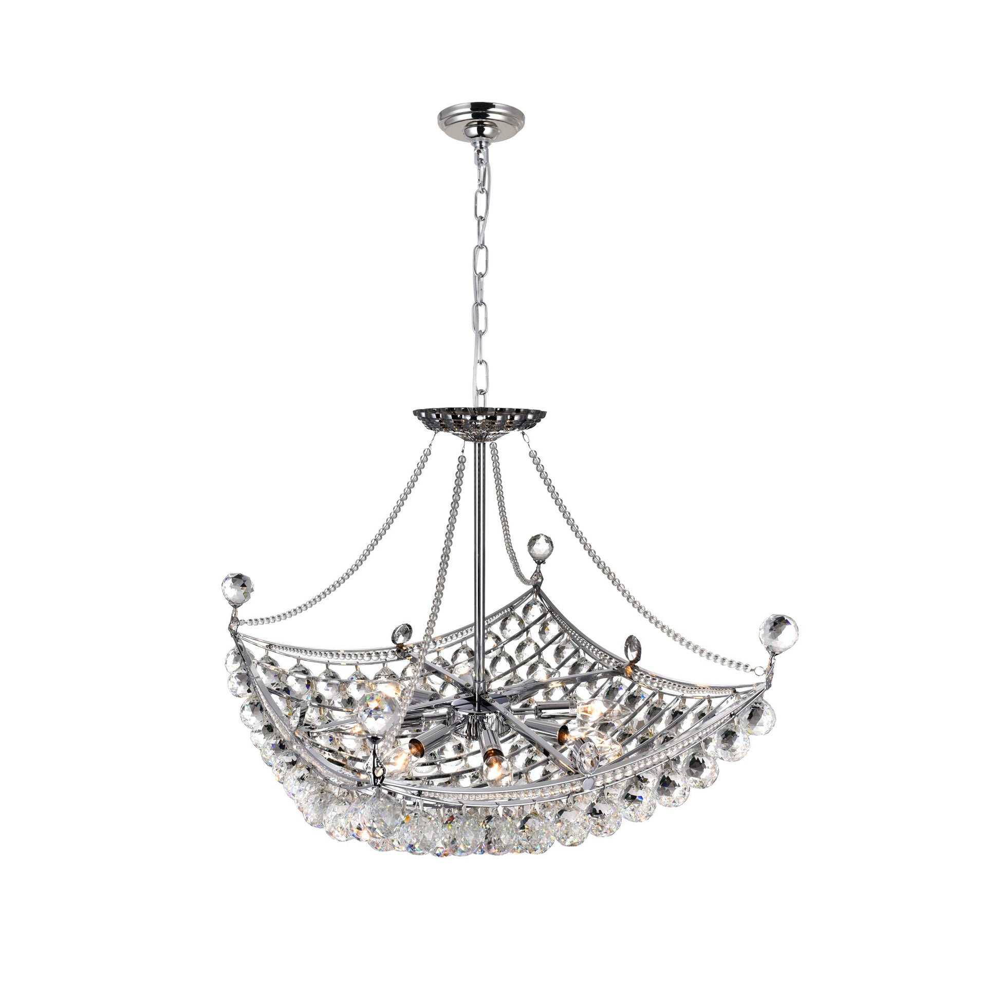Jasmine 8 Light Down Chandelier With Chrome Finish - CWI Lighting