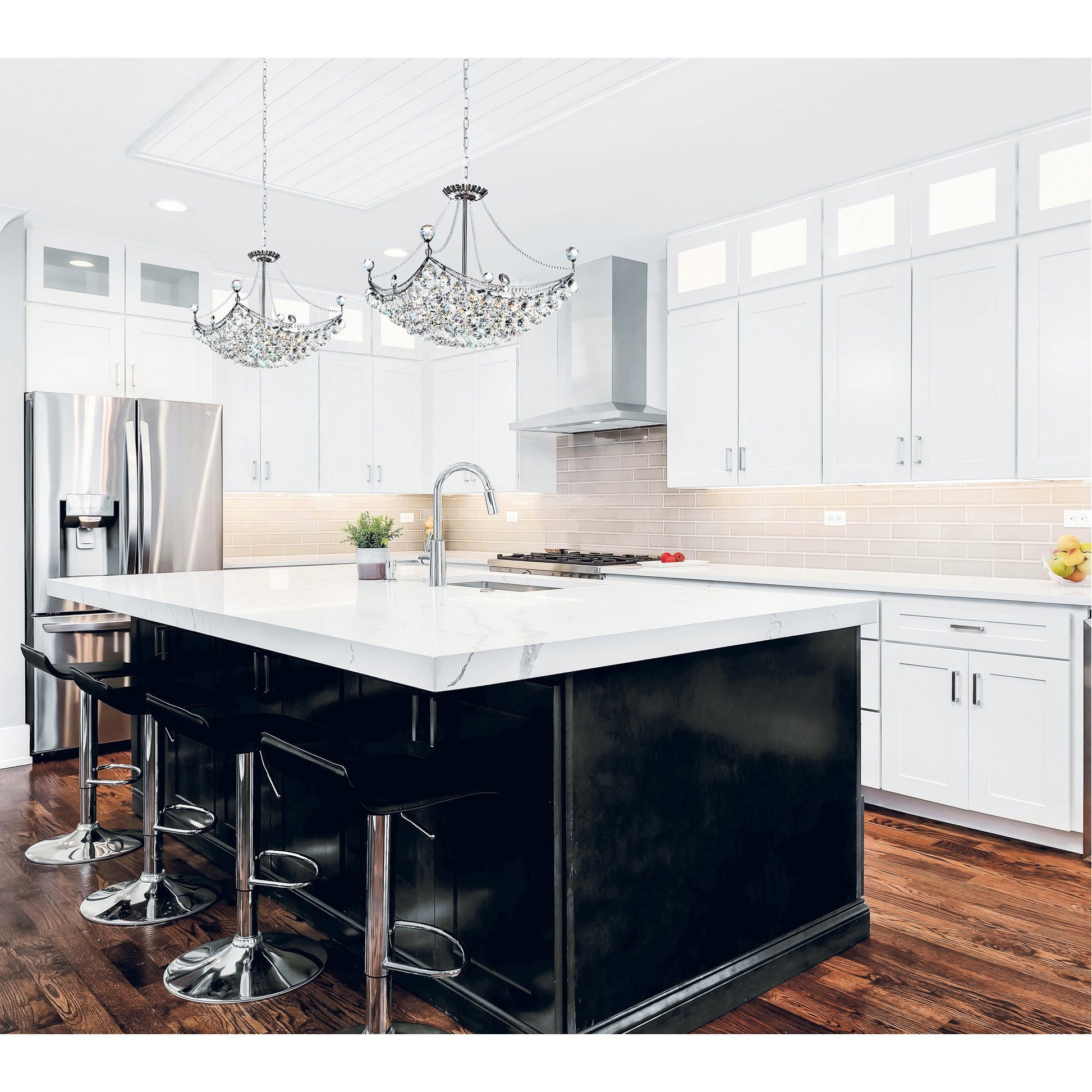 Jasmine 8 Light Down Chandelier With Chrome Finish - CWI Lighting