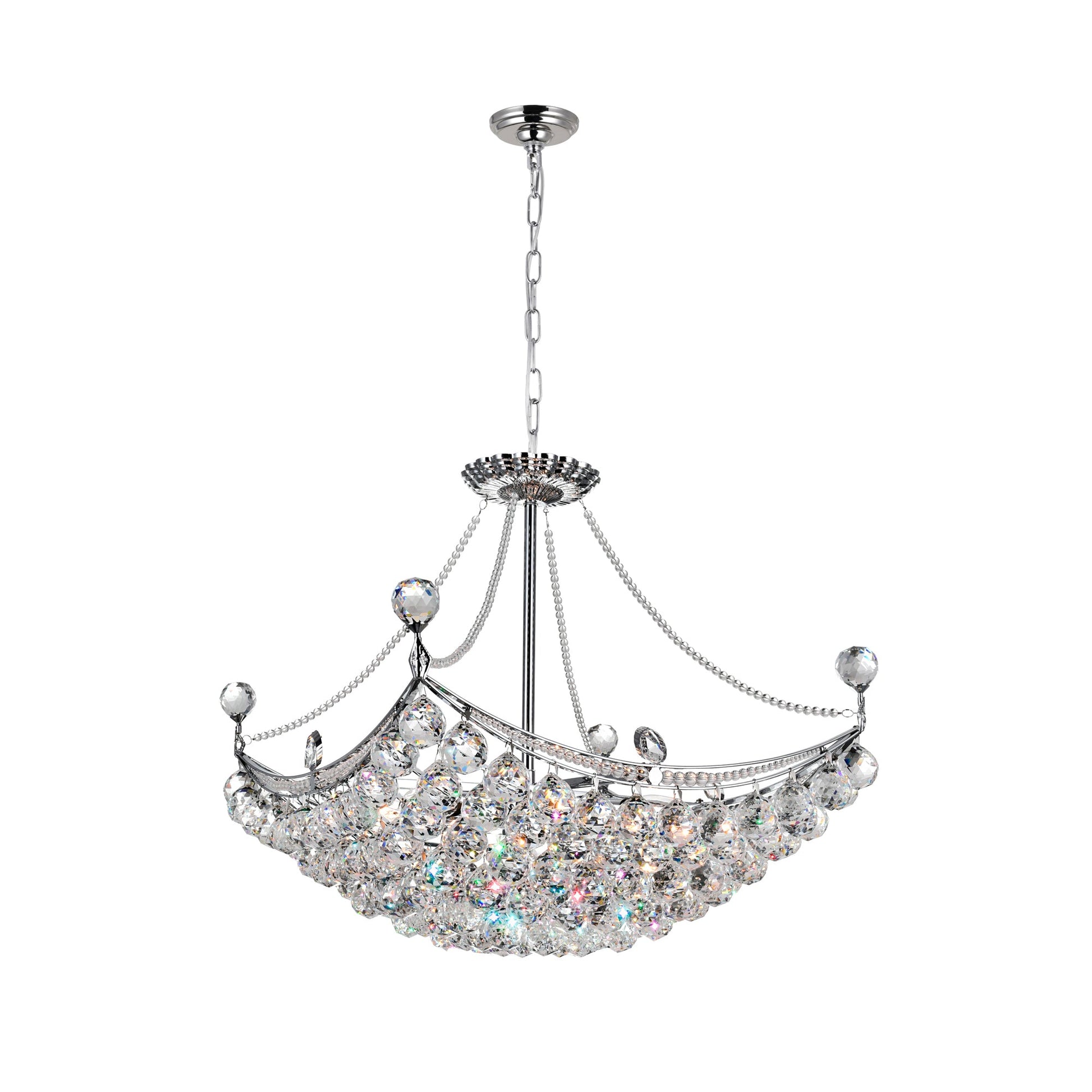 Jasmine 8 Light Down Chandelier With Chrome Finish - CWI Lighting