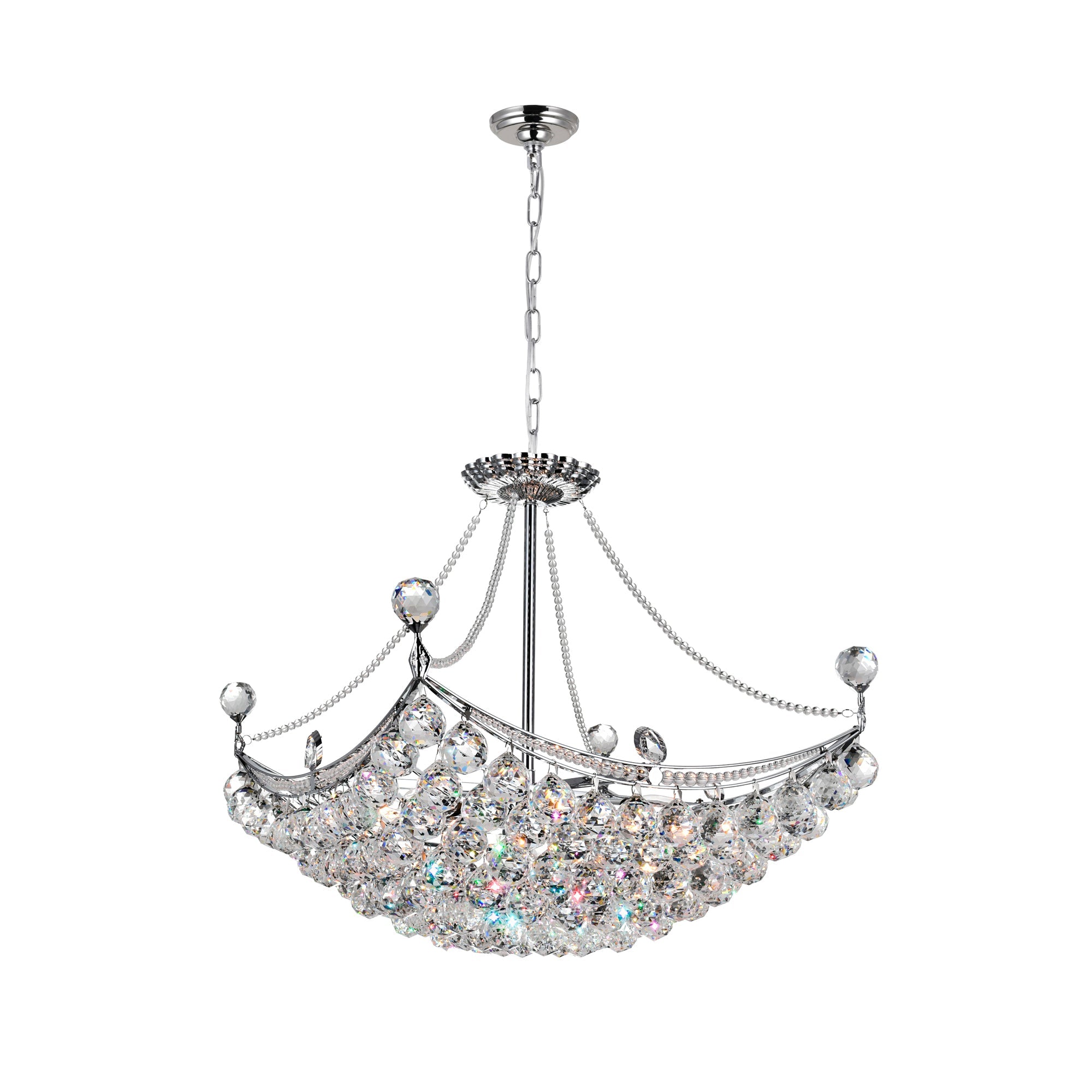 Jasmine 8 Light Down Chandelier With Chrome Finish - CWI Lighting