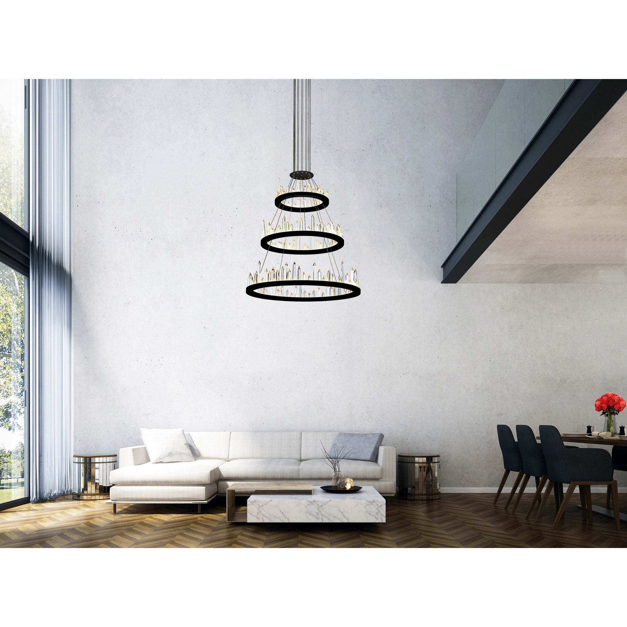 Juliette Integrated LED 32in Black Chandelier - CWI Lighting