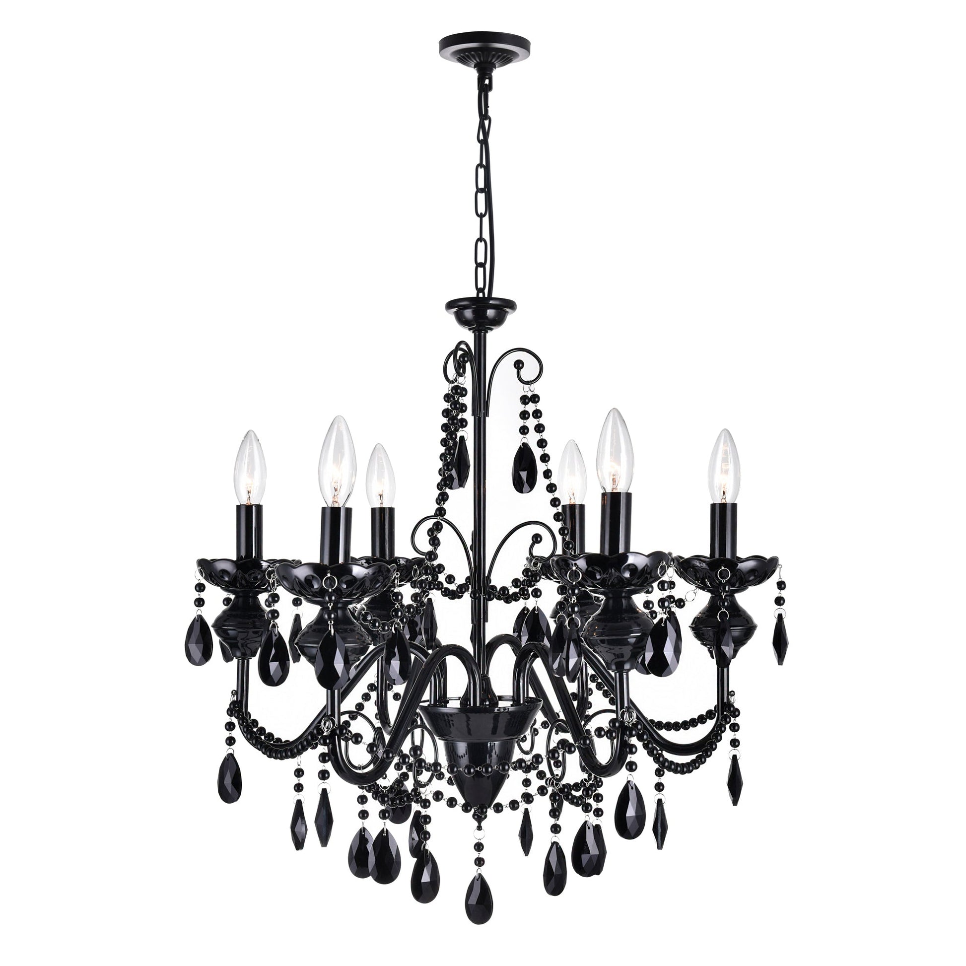 Keen 6 Light 22in Black Chandelier - CWI Lighting