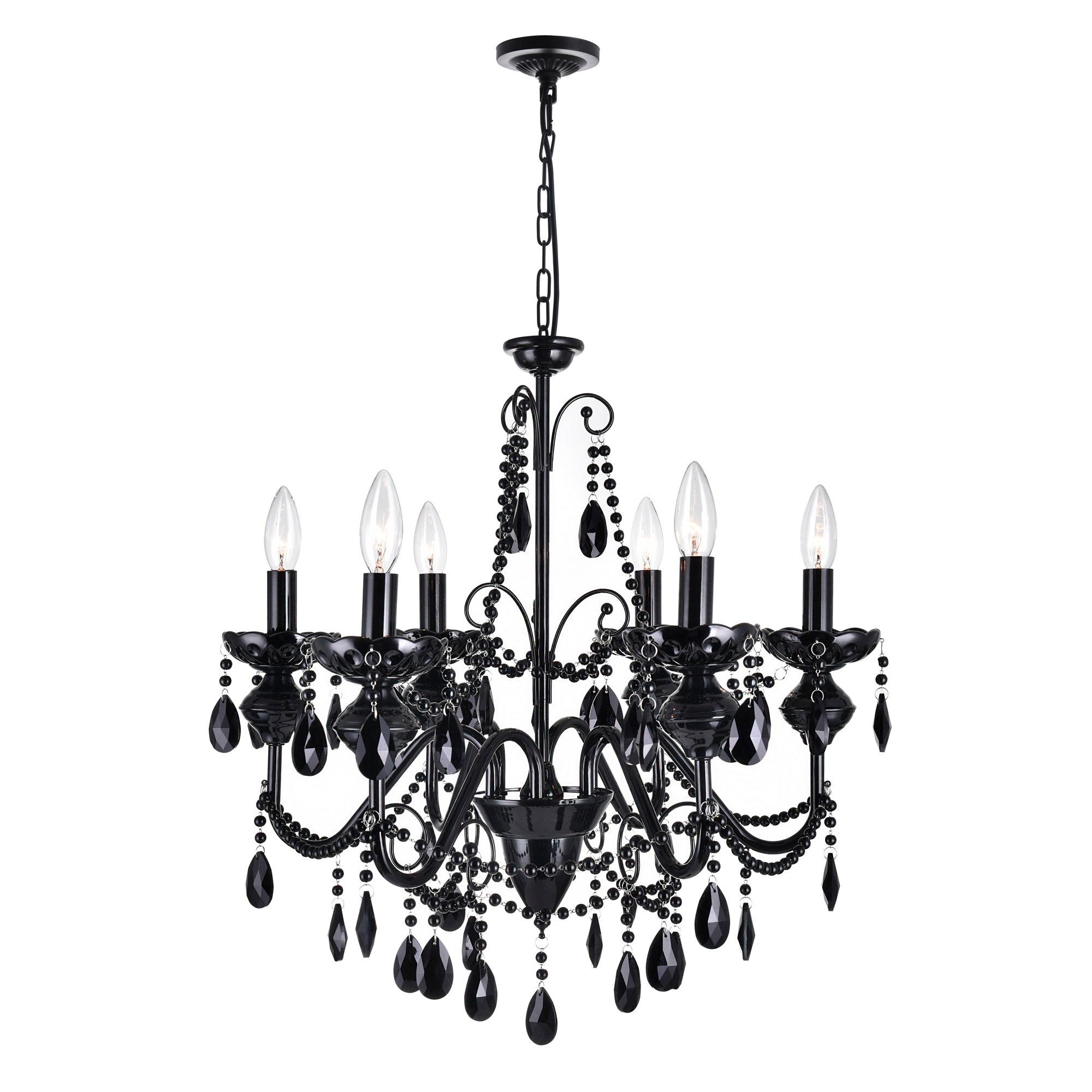 Keen 6 Light 22in Black Chandelier - CWI Lighting