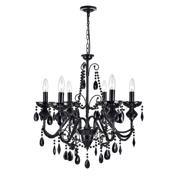 Keen 6 Light 22in Black Chandelier - CWI Lighting