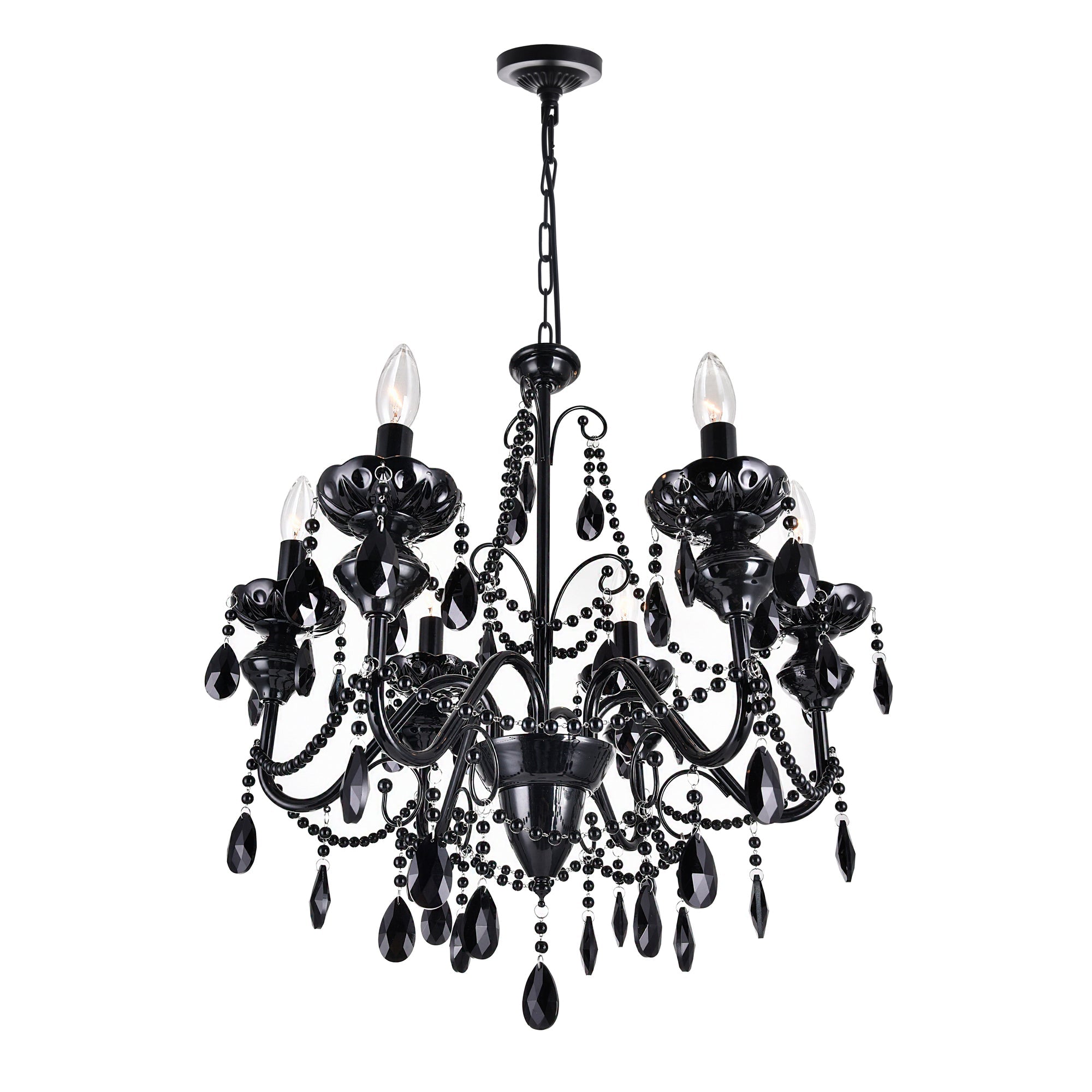 Keen 6 Light 22in Black Chandelier - CWI Lighting