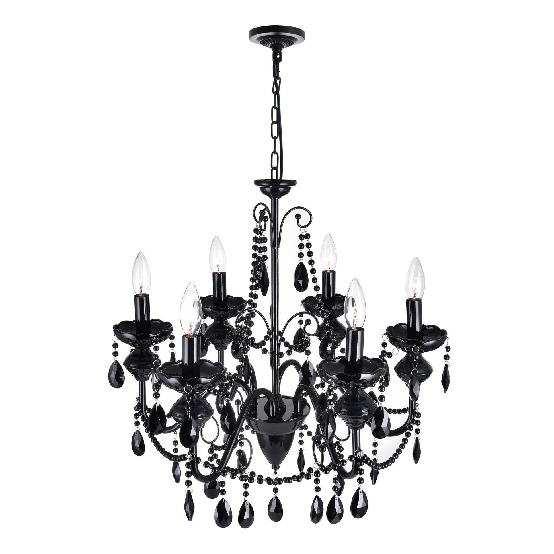 Keen 6 Light 22in Black Chandelier - CWI Lighting