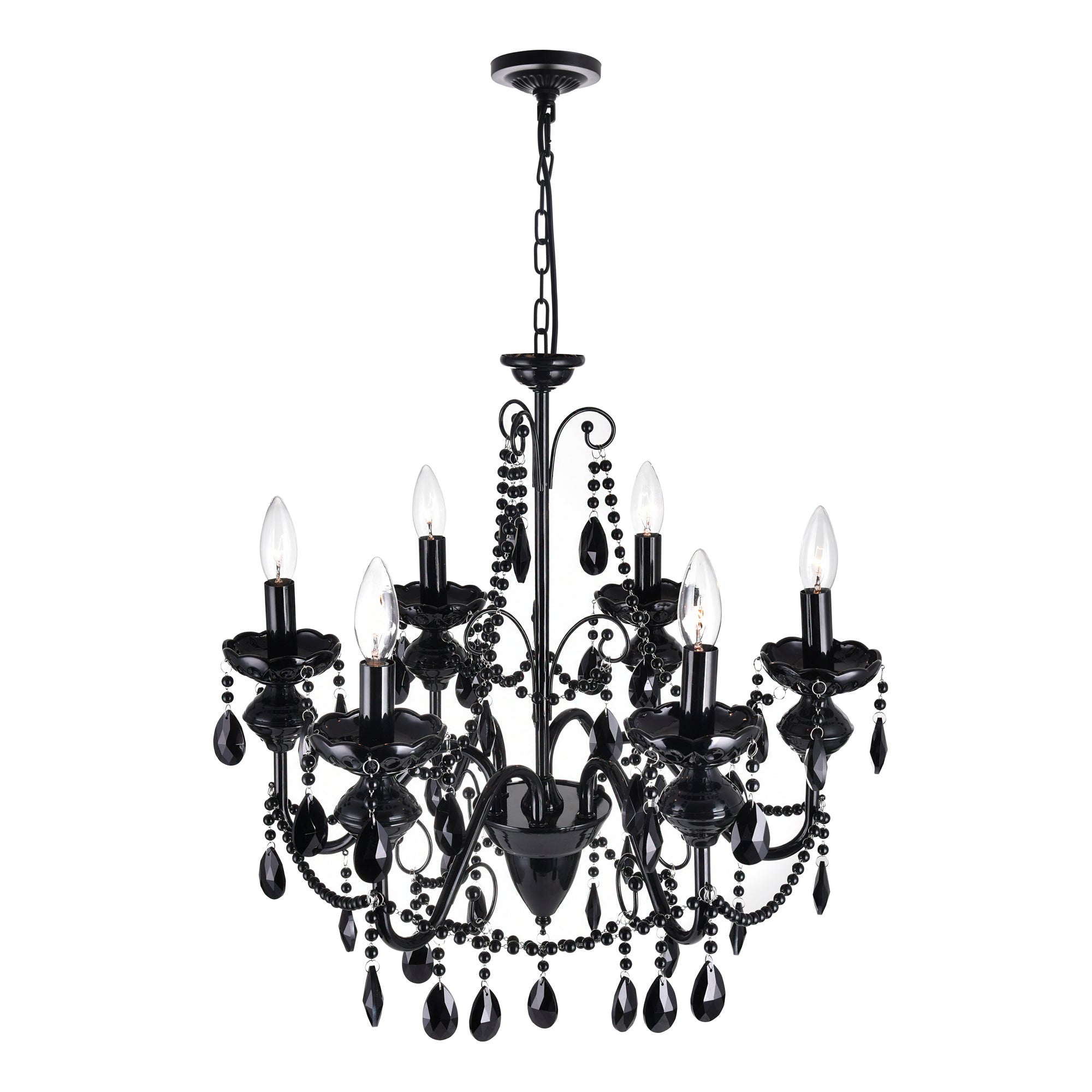 Keen 6 Light 22in Black Chandelier - CWI Lighting