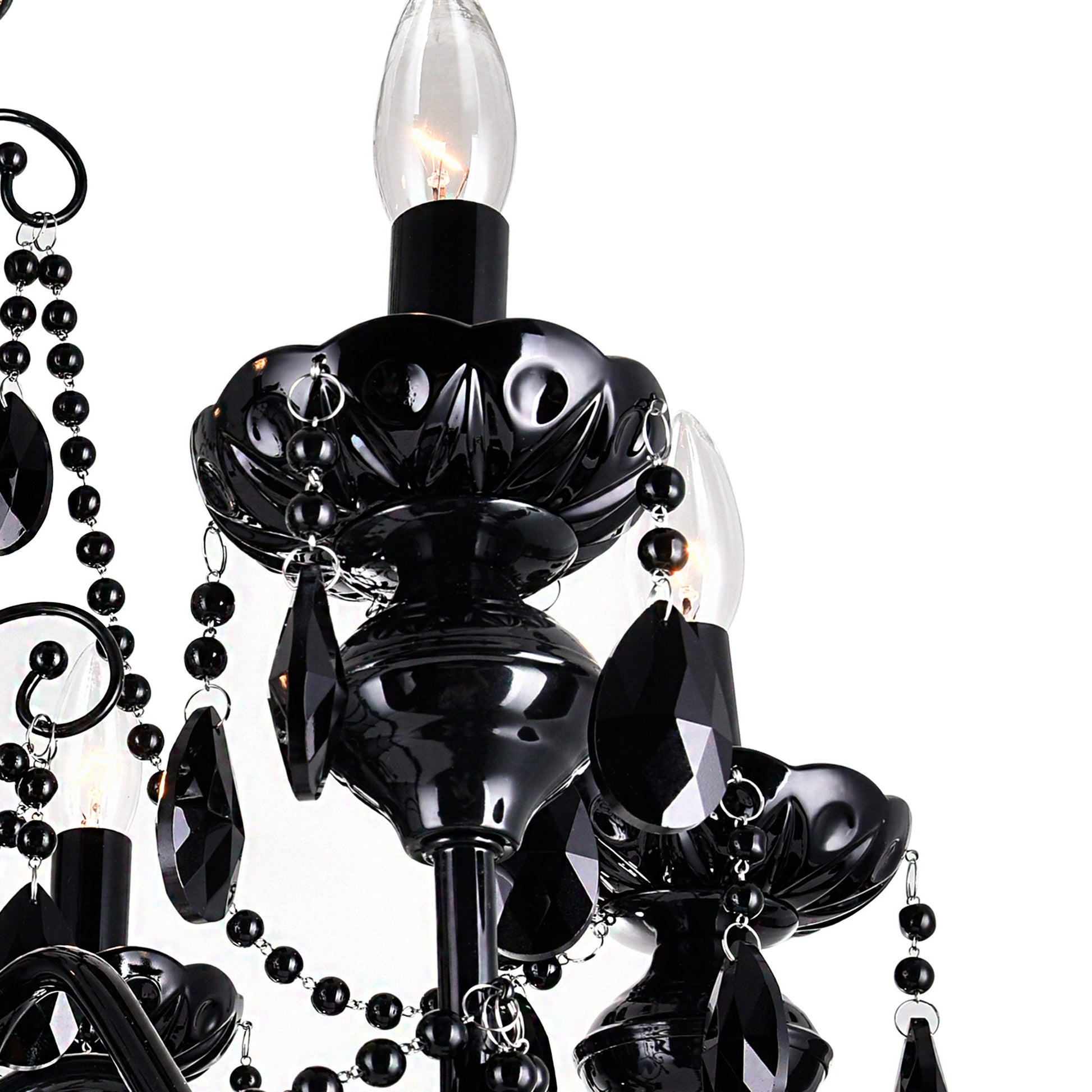 Keen 9 Light 32in Black Chandelier - CWI Lighting