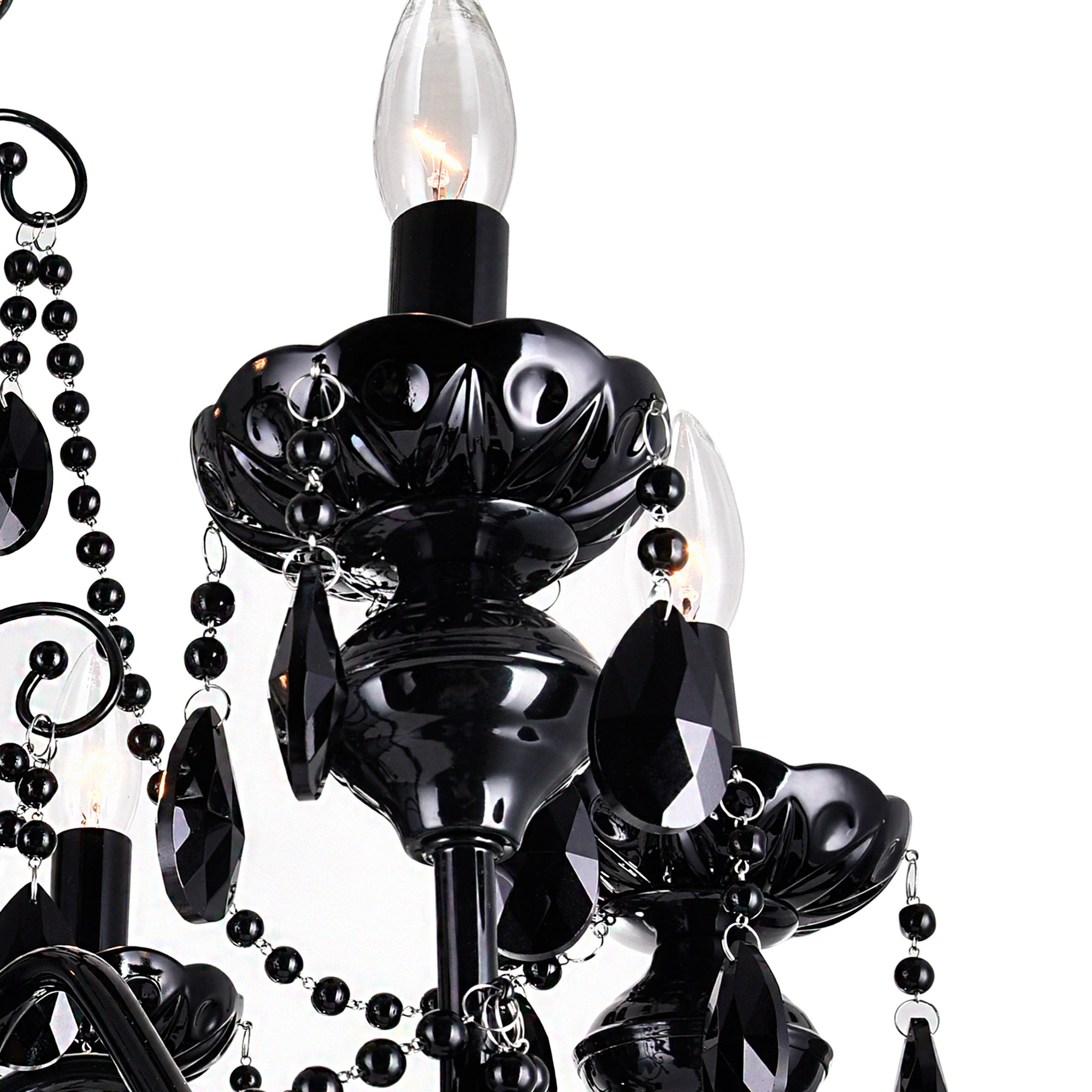 Keen 9 Light 32in Black Chandelier - CWI Lighting