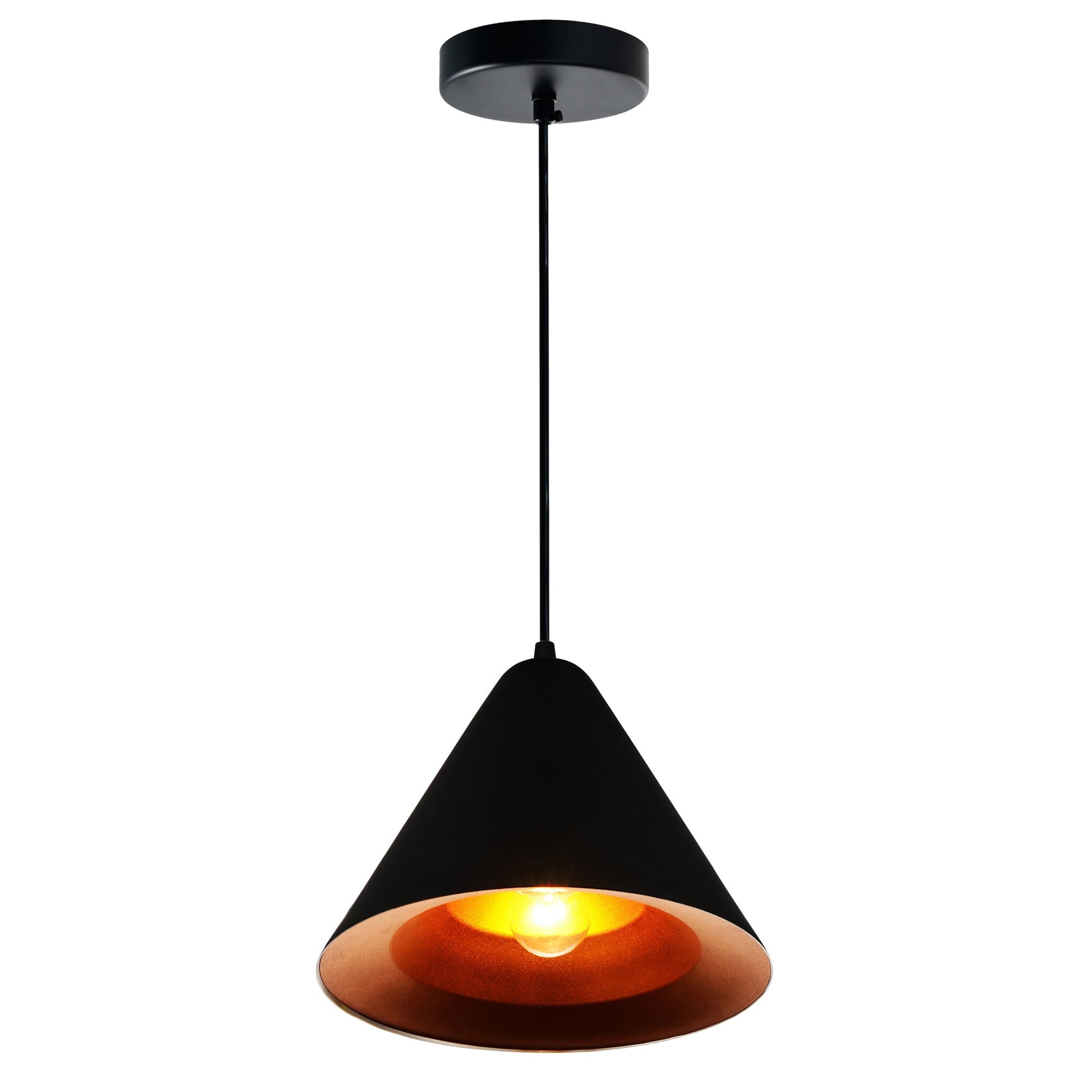 Keila 1 Light Down Pendant With Black & Gold Finish - CWI Lighting
