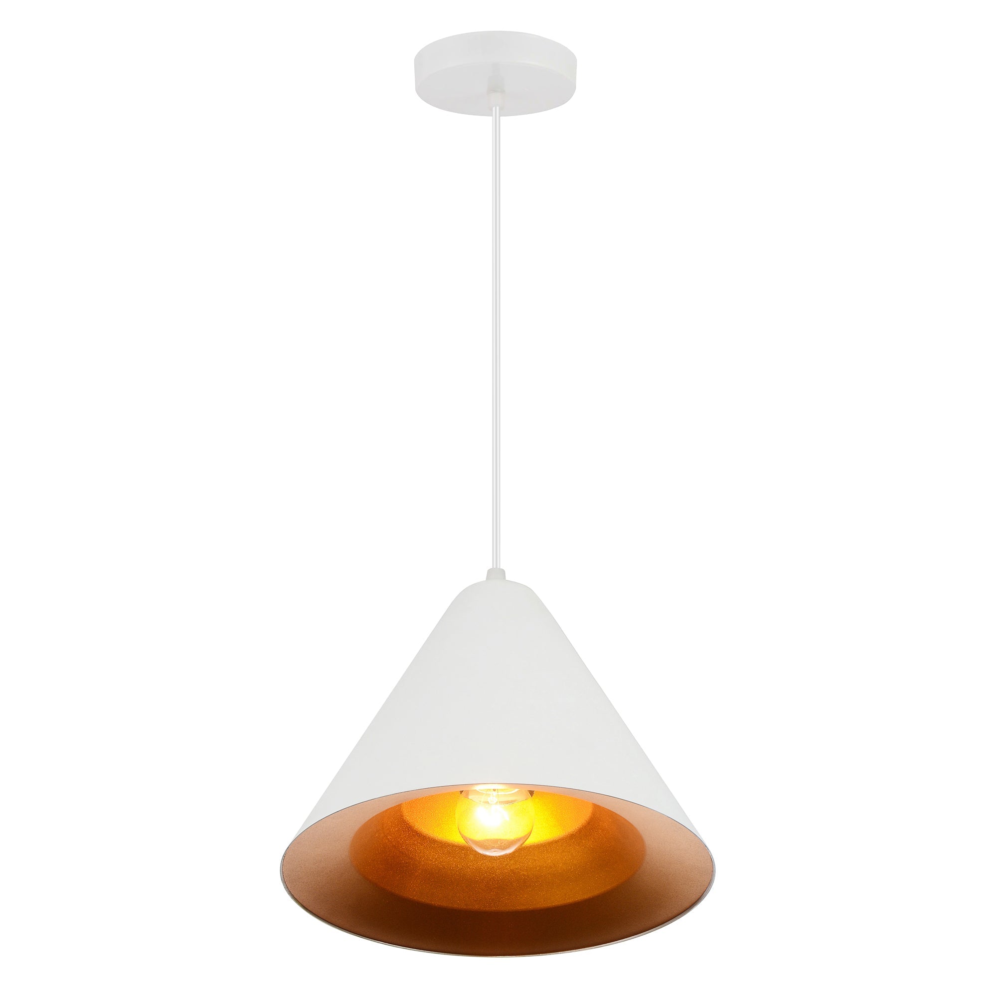 Keila 1 Light Down Pendant With Matte White & Gold Finish - CWI Lighting