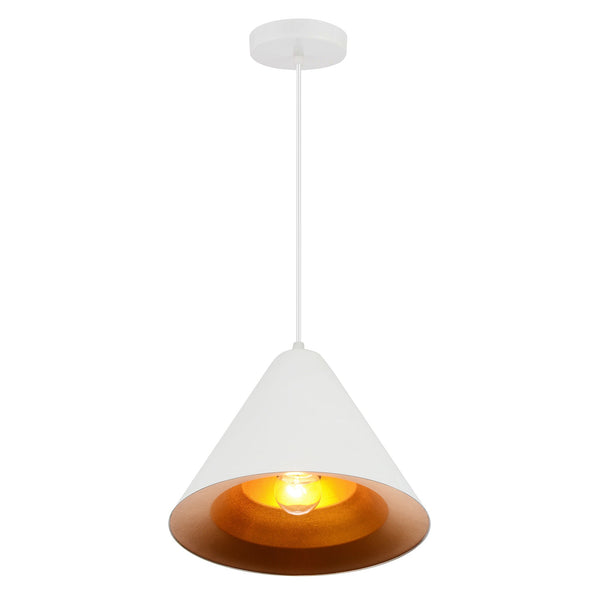 Keila 1 Light Down Pendant With Matte White & Gold Finish - CWI Lighting