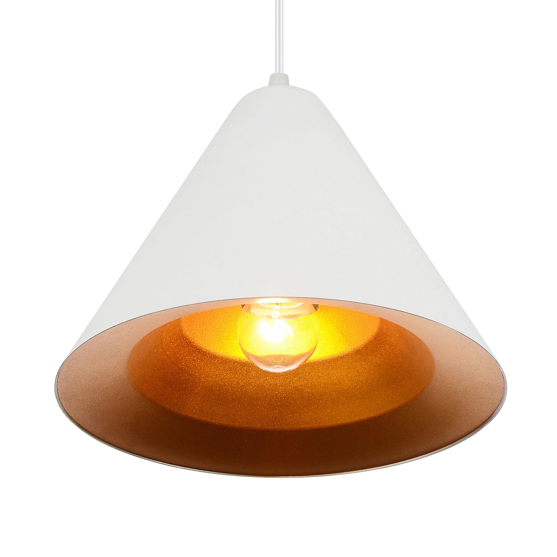 Keila 1 Light Down Pendant With Matte White & Gold Finish - CWI Lighting