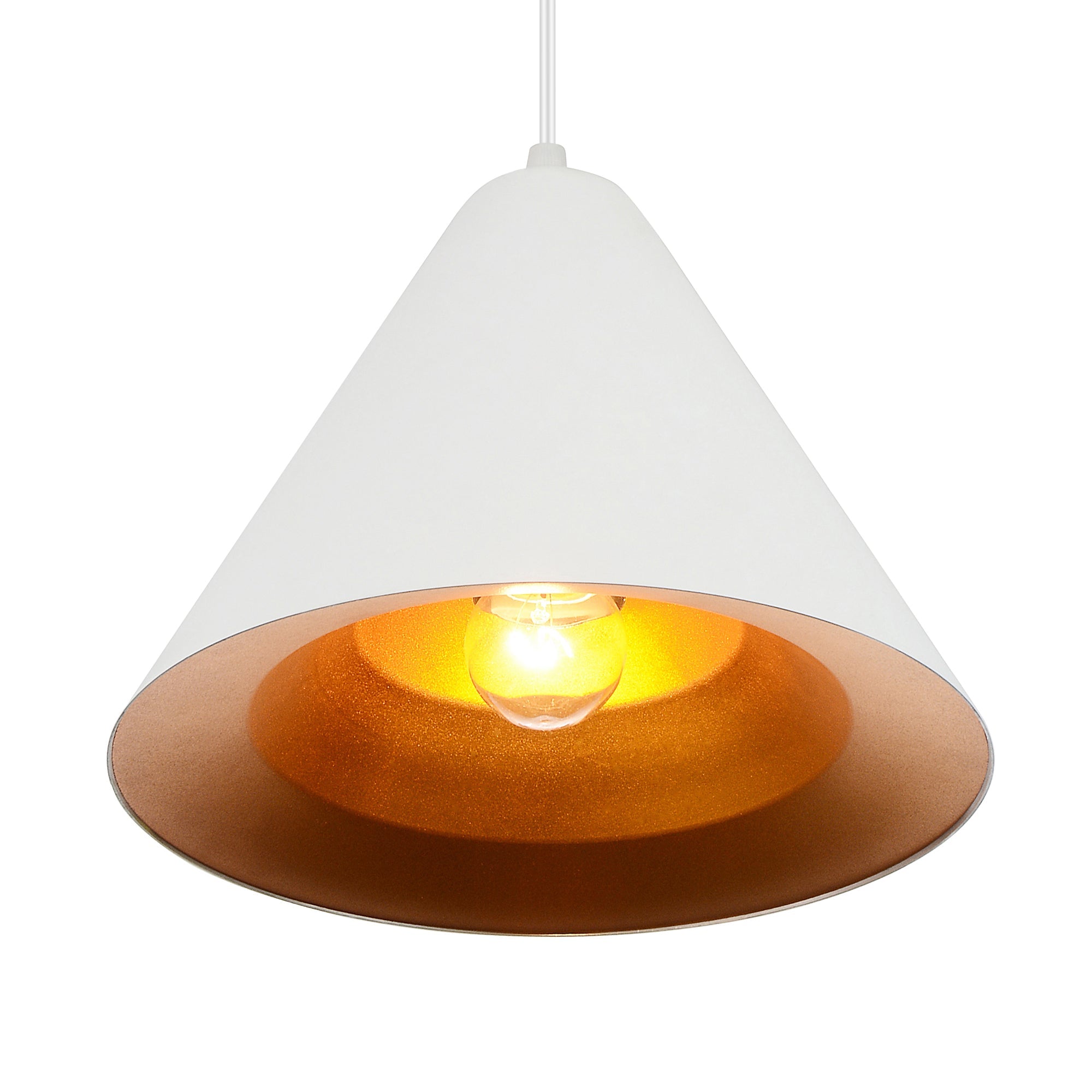 Keila 1 Light Down Pendant With Matte White & Gold Finish - CWI Lighting