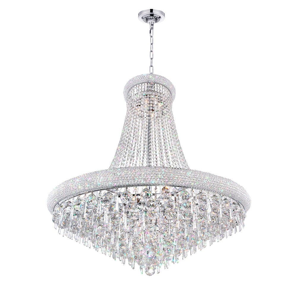 Kingdom 18 Light Down Chandelier With Chrome Finish - CWI Lighting