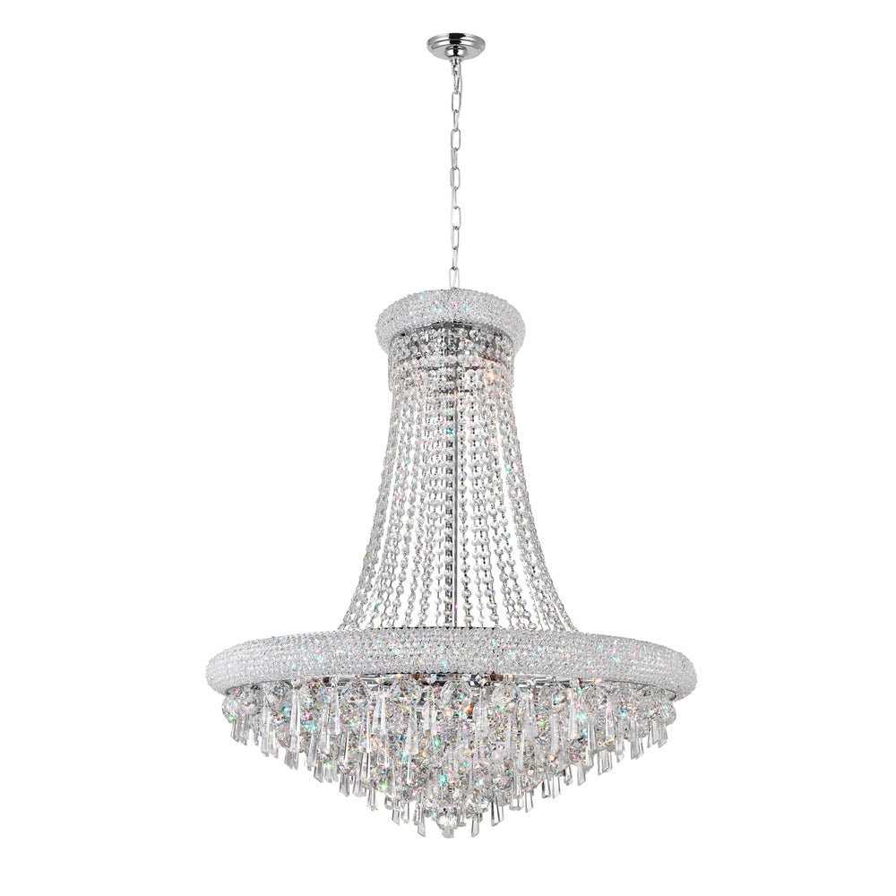 Kingdom 18 Light Down Chandelier With Chrome Finish - CWI Lighting