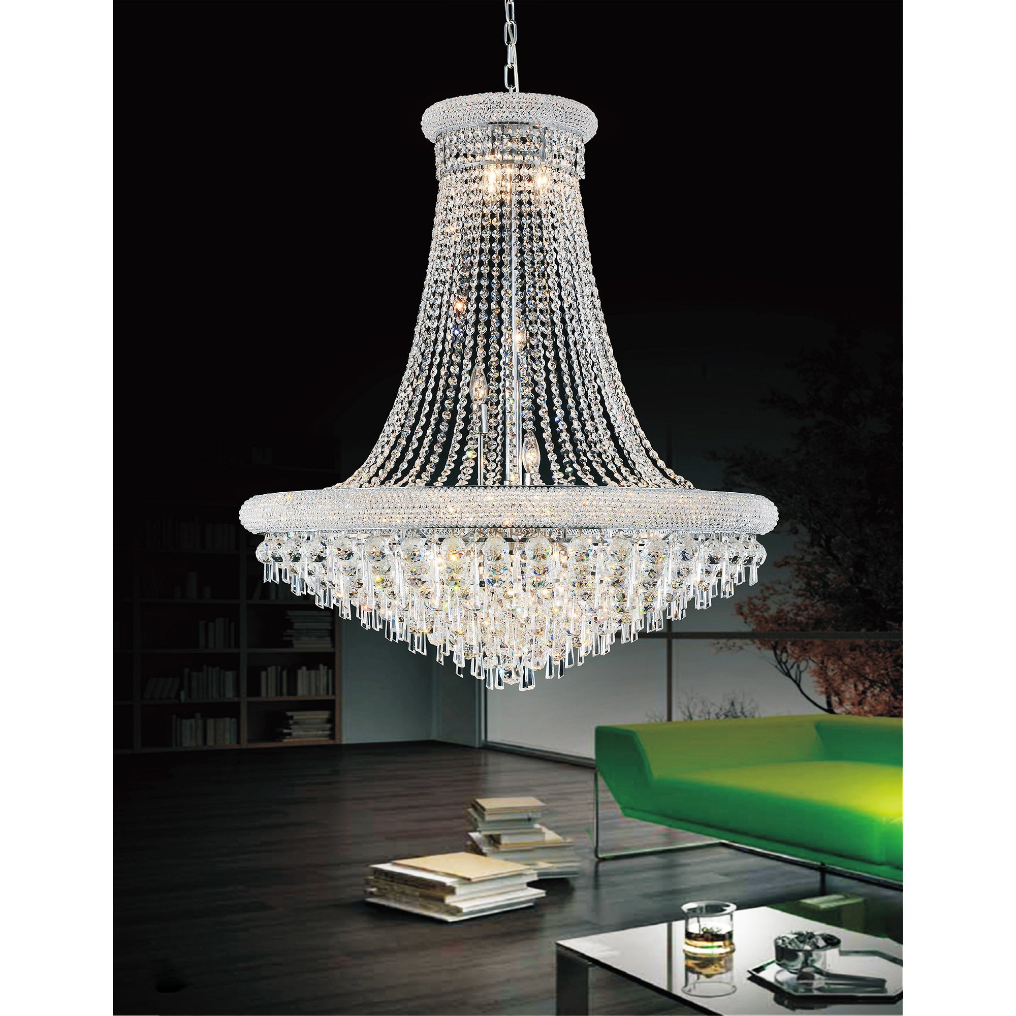 Kingdom 20 Light Down Chandelier With Chrome Finish - CWI Lighting