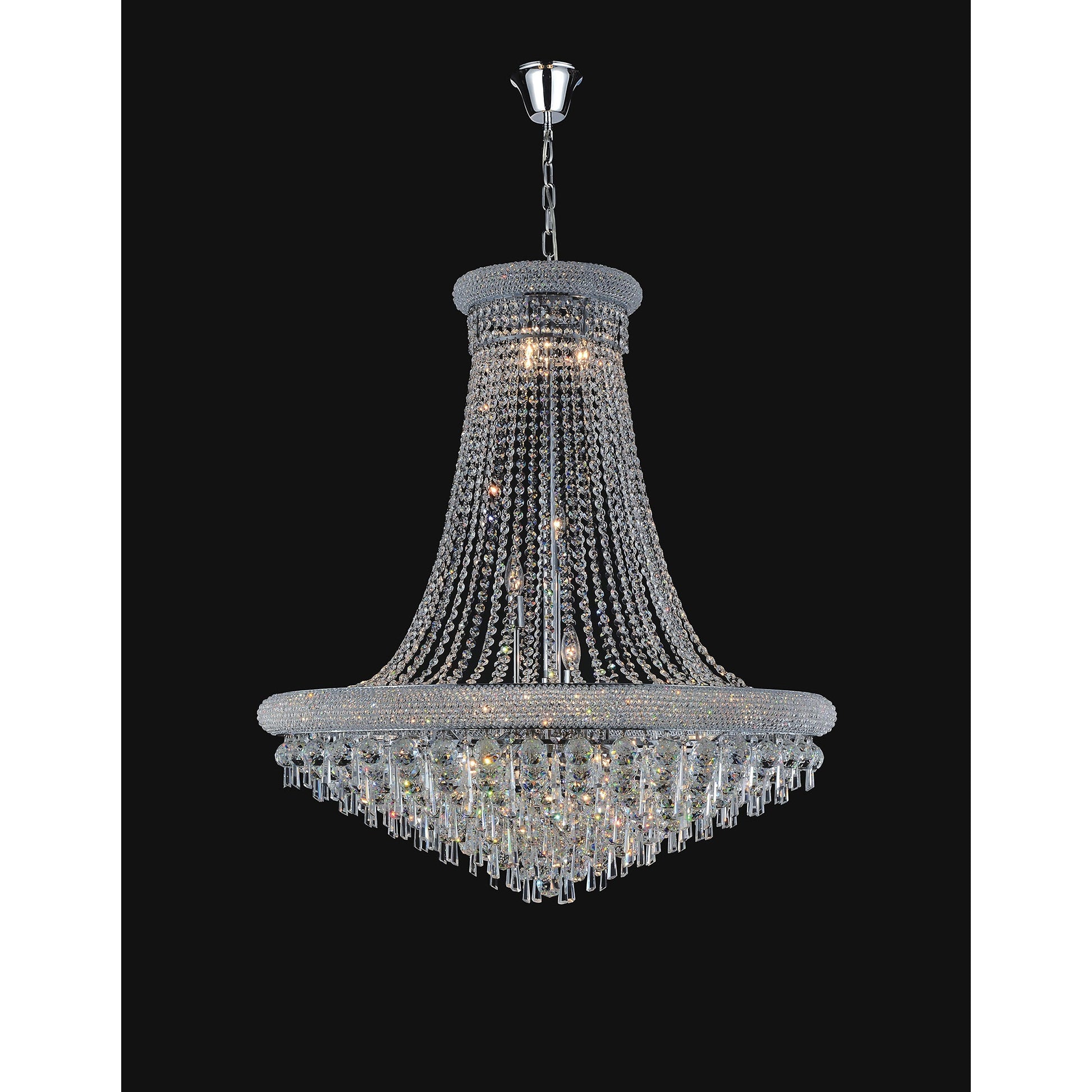 Kingdom 20 Light Down Chandelier With Chrome Finish - CWI Lighting