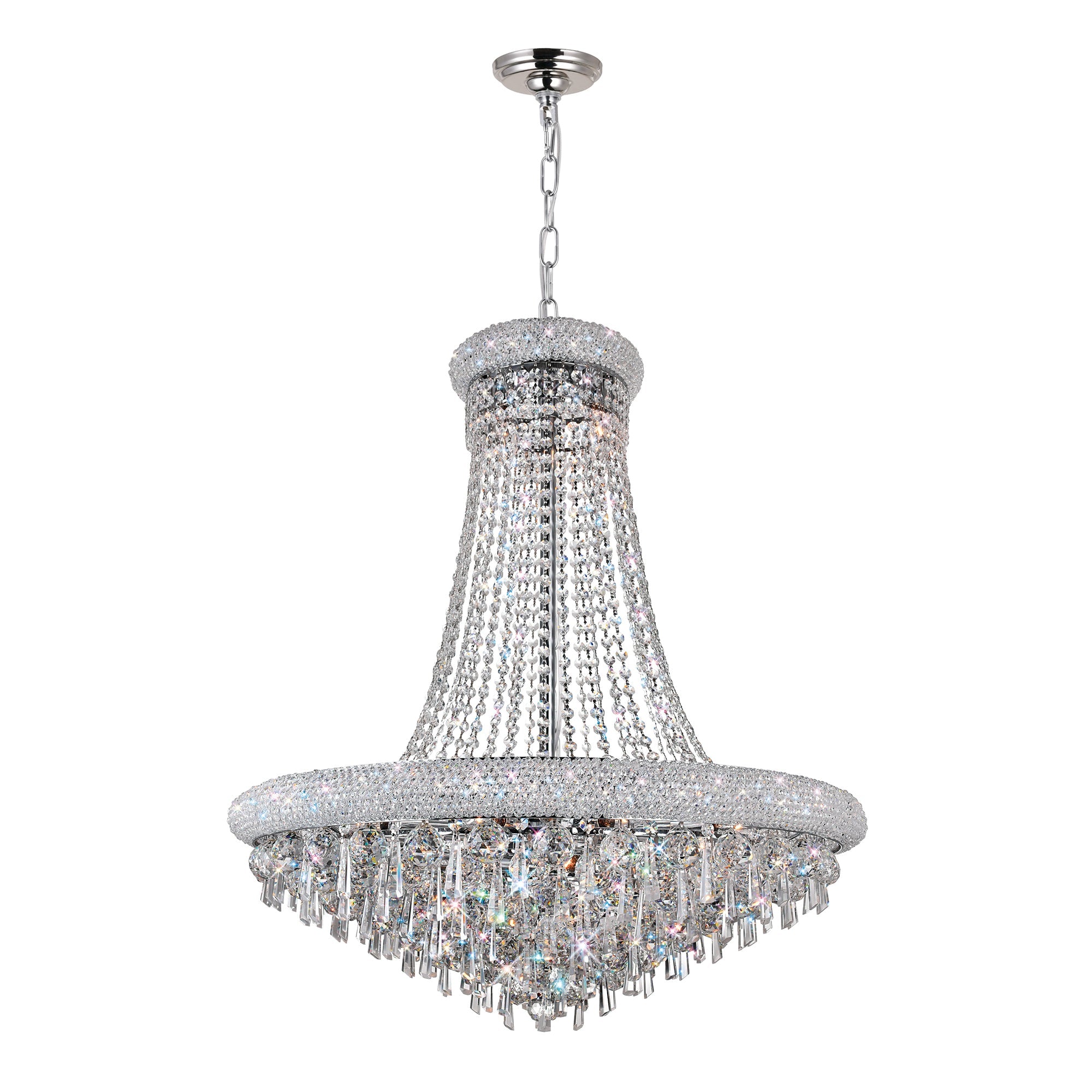 Kingdom 20 Light Down Chandelier With Chrome Finish - CWI Lighting