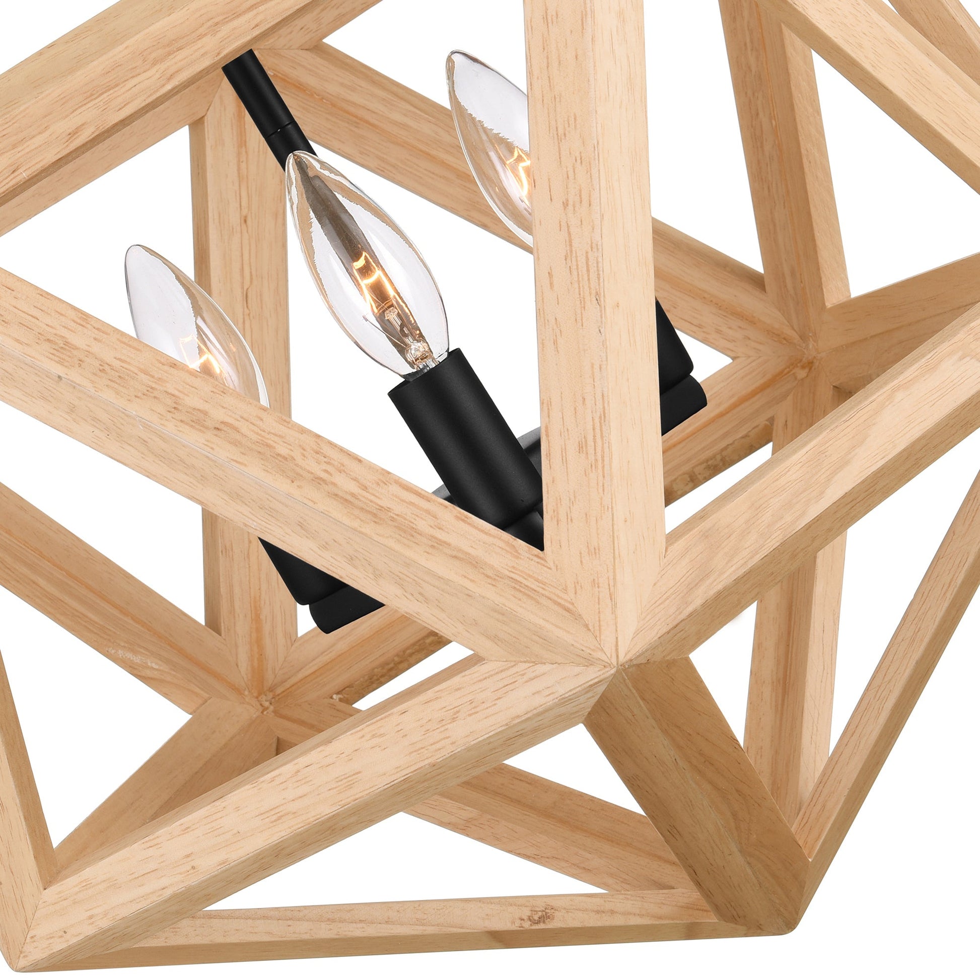 Lante 3 Light 17in Black & Wood Pendant - CWI Lighting